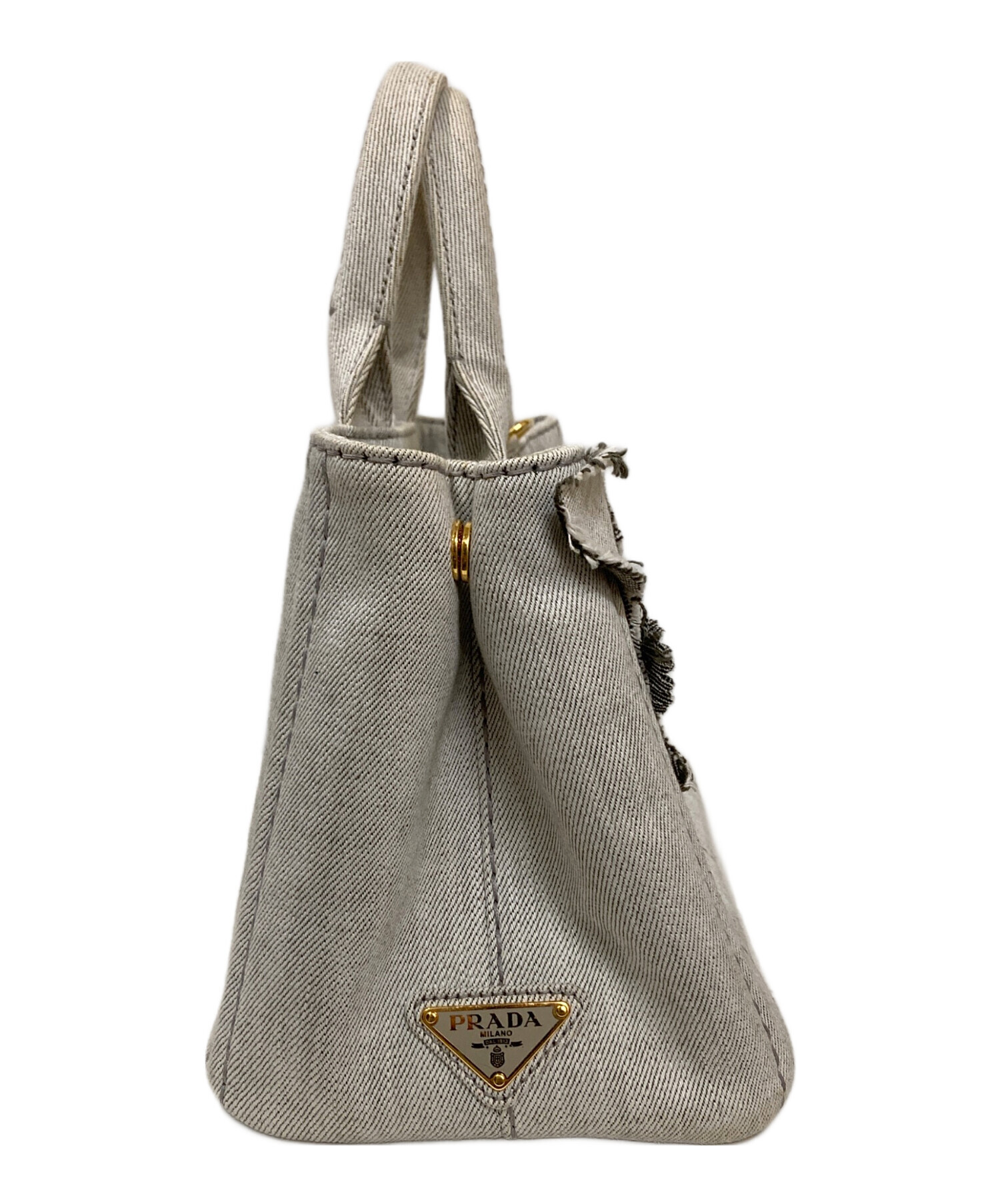 中古・古着通販】PRADA (プラダ) カナパフラワーモチーフハンドバッグ 