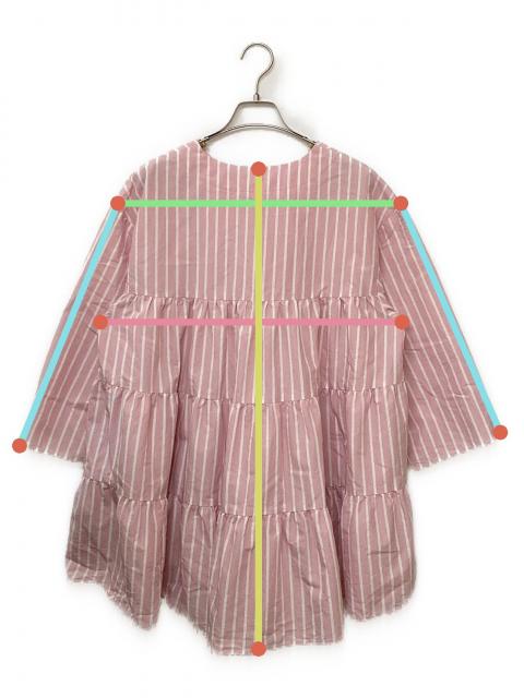 中古・古着通販】YORI (ヨリ) ストライプティアードチュニック ピンク