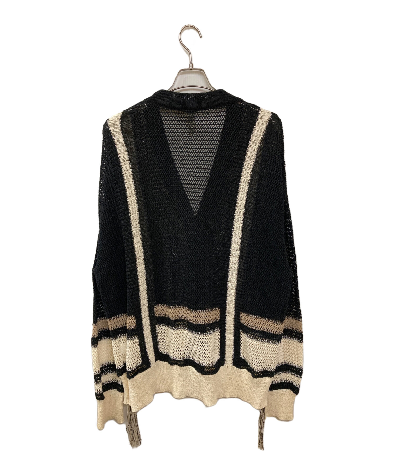 中古・古着通販】kooi (コーイ) 和紙 LINE MESH CARDIGAN ブラック 