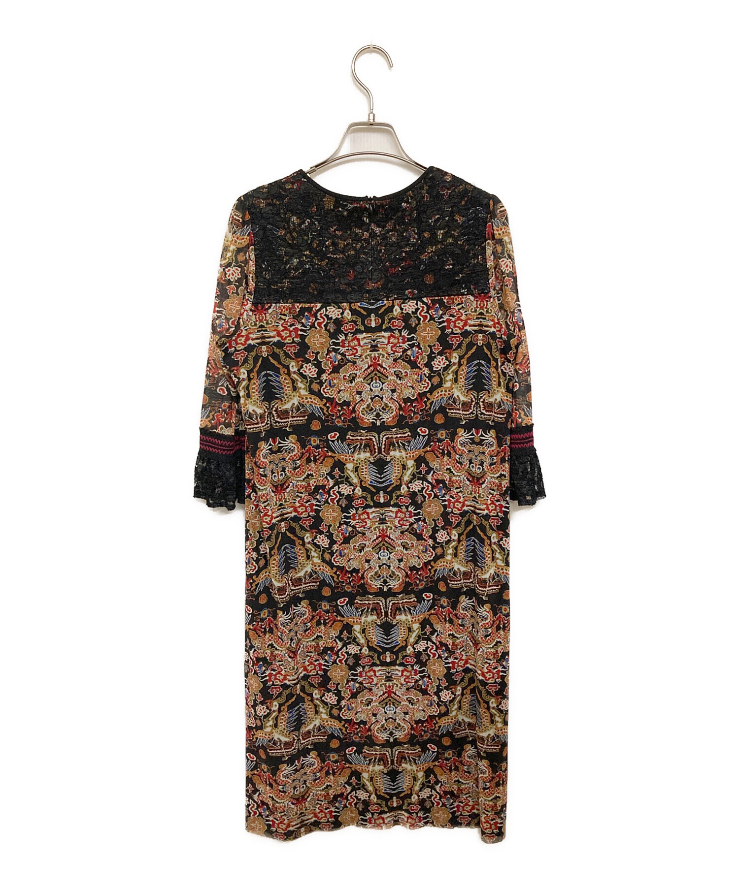Vivienne Tam ビーズ　タンクトップ 黒　パワーネット ヴィヴィアンタムVIVIENNE TAM ドラゴンフロッキープリントタンク