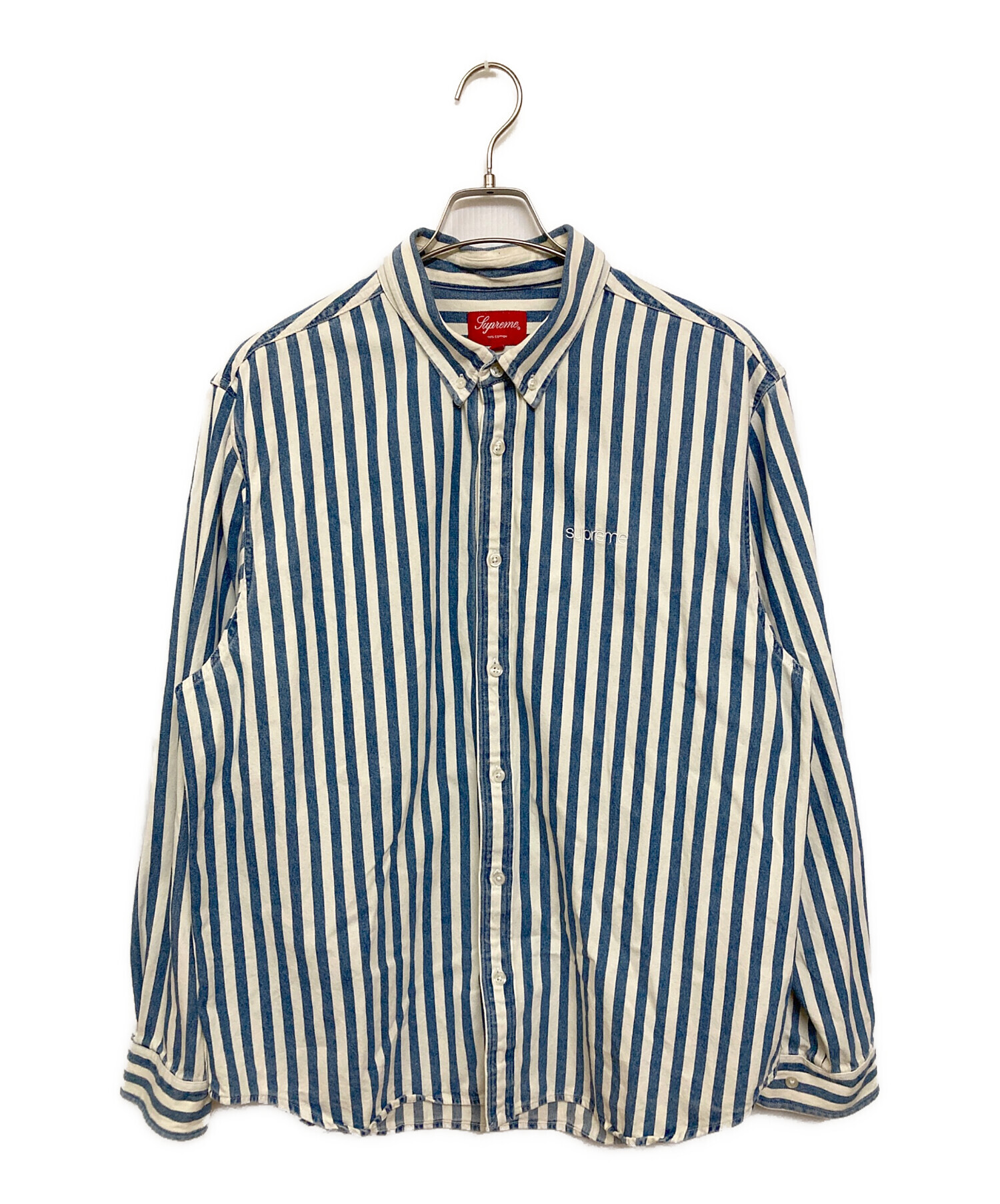 Supreme Shirt Denim - Stripe Blue | Logo shirt XL stripe 17SS Fit