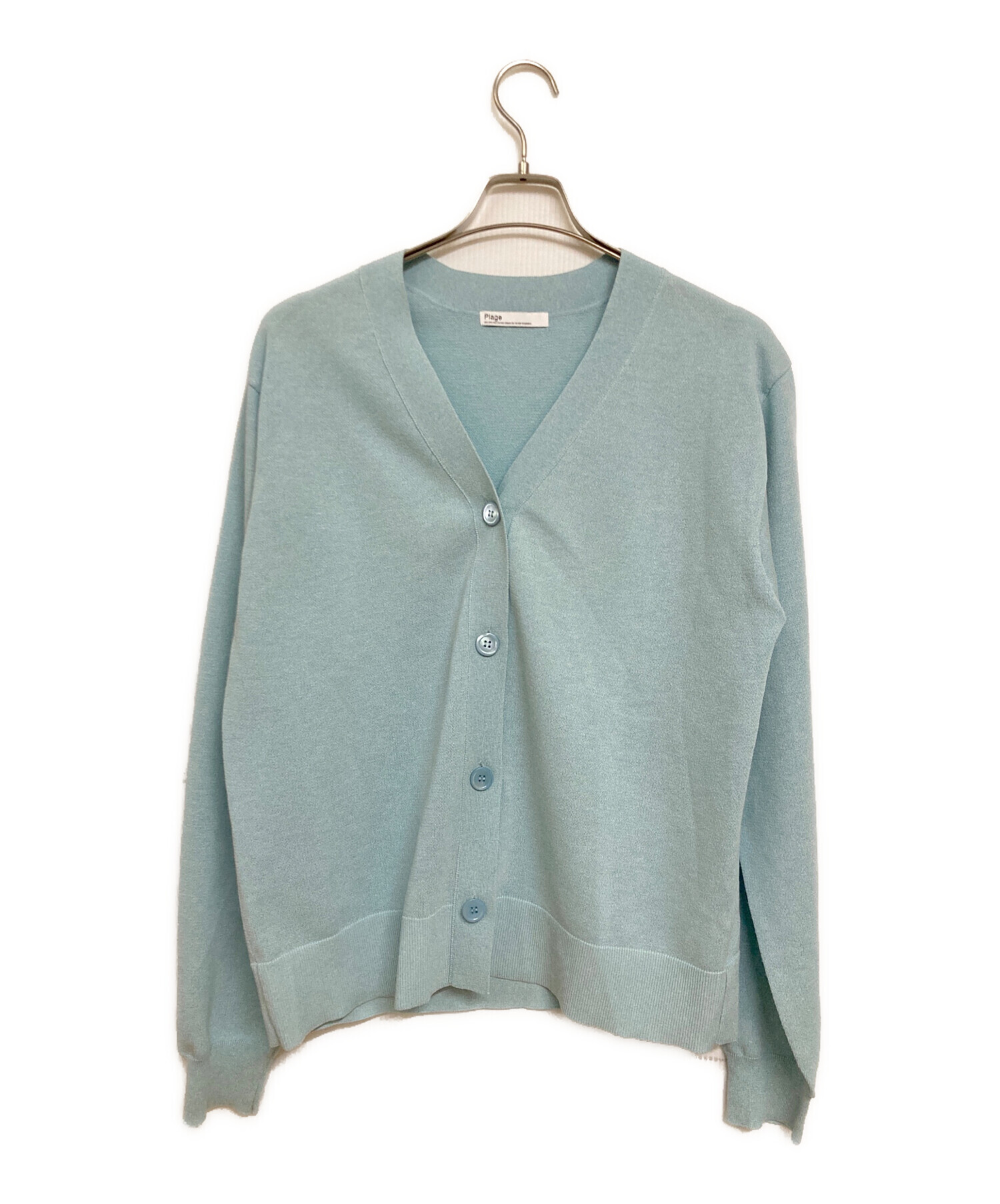 ◆未使用タグ付き◆plage スウェットニットカーディガン　ブルー 中古・古着通販】Plage (プラージュ) sweat ニットカーディガン ブルー