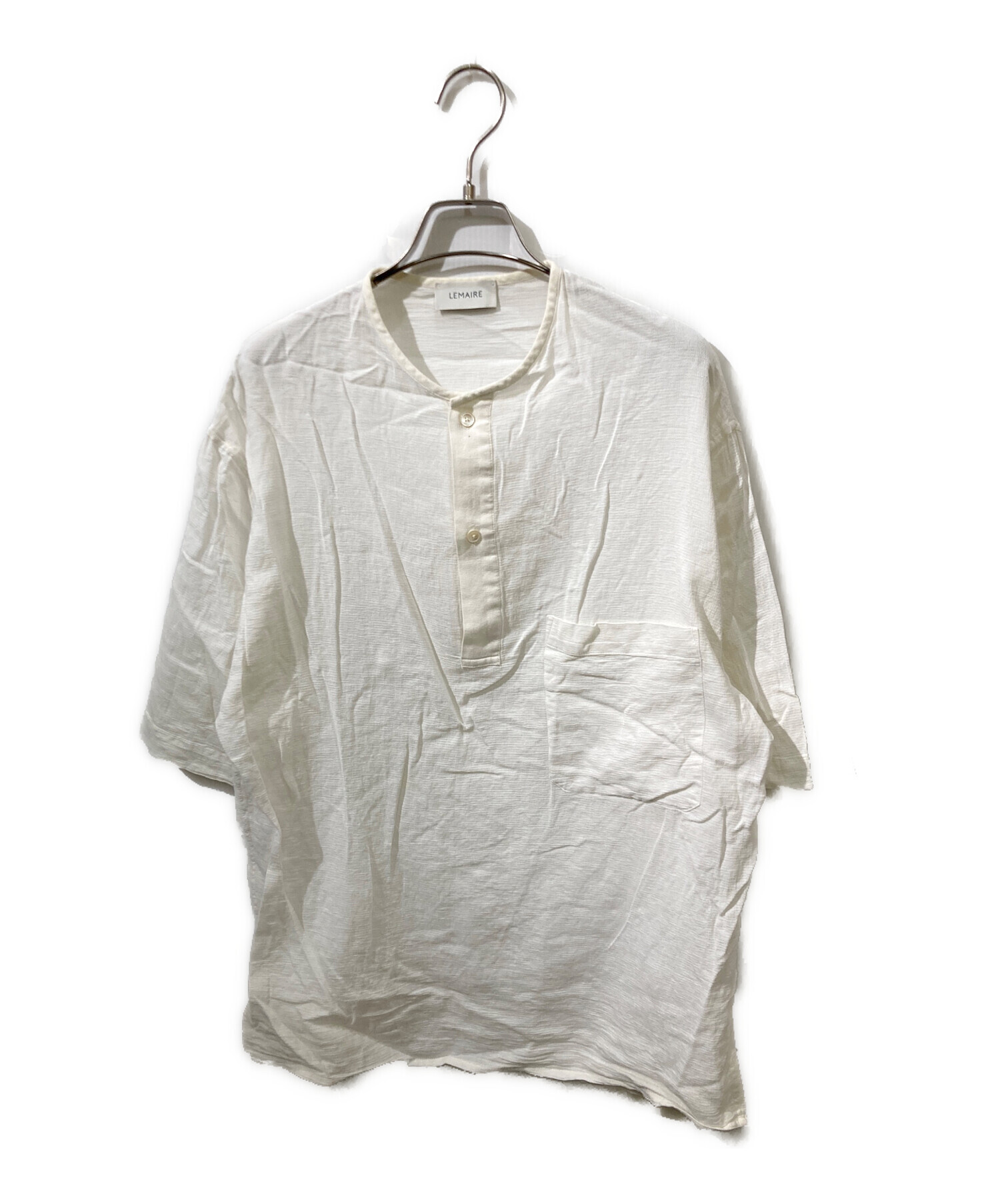 lemaire 26ss コットンリネンヘンリーネックリブT LEMAIRE ヘンリーネック トップ | ニュートラル | FARFETCH JP