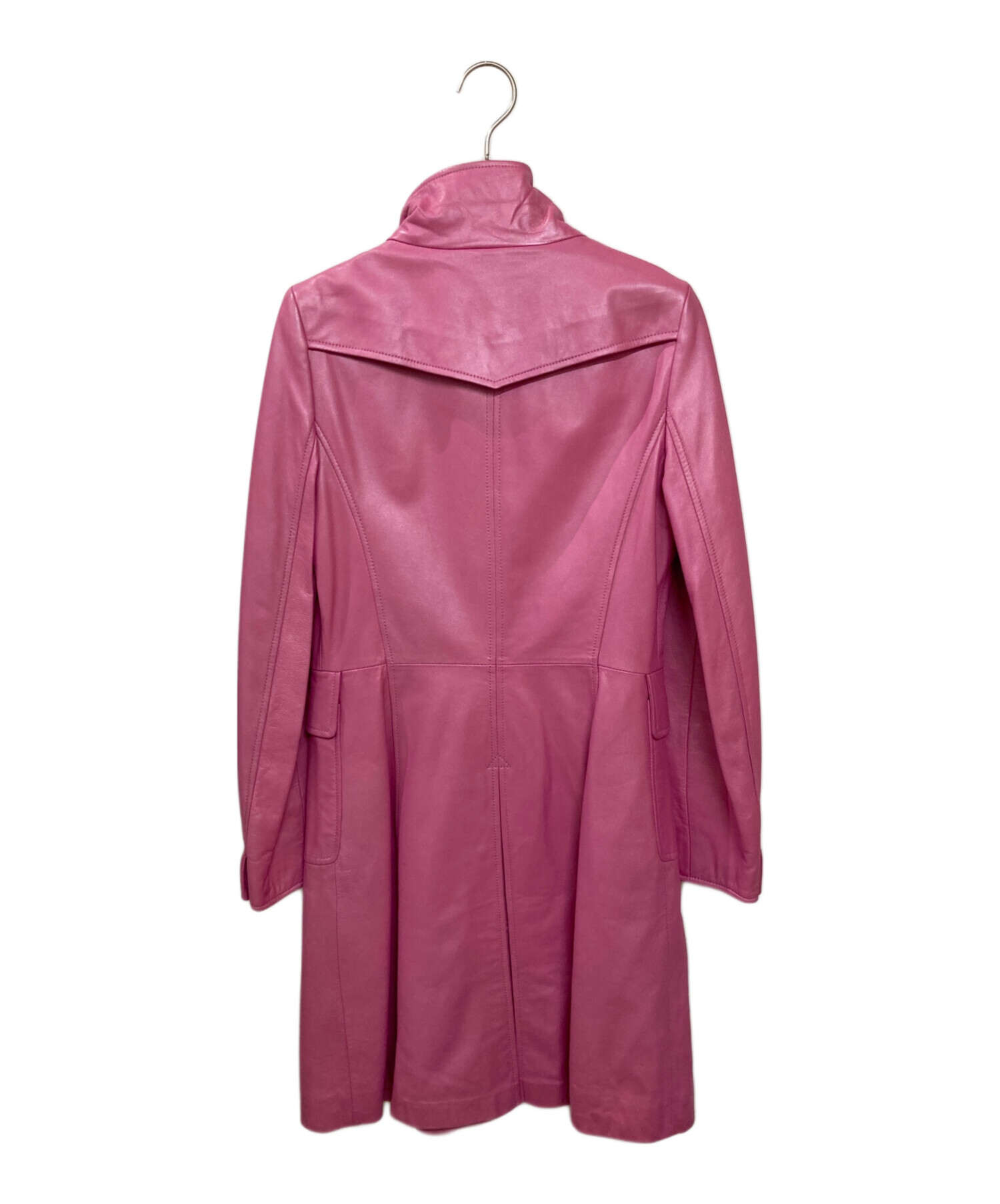 中古・古着通販】BALMAIN (バルマン) レザーコート ピンク サイズ:S 