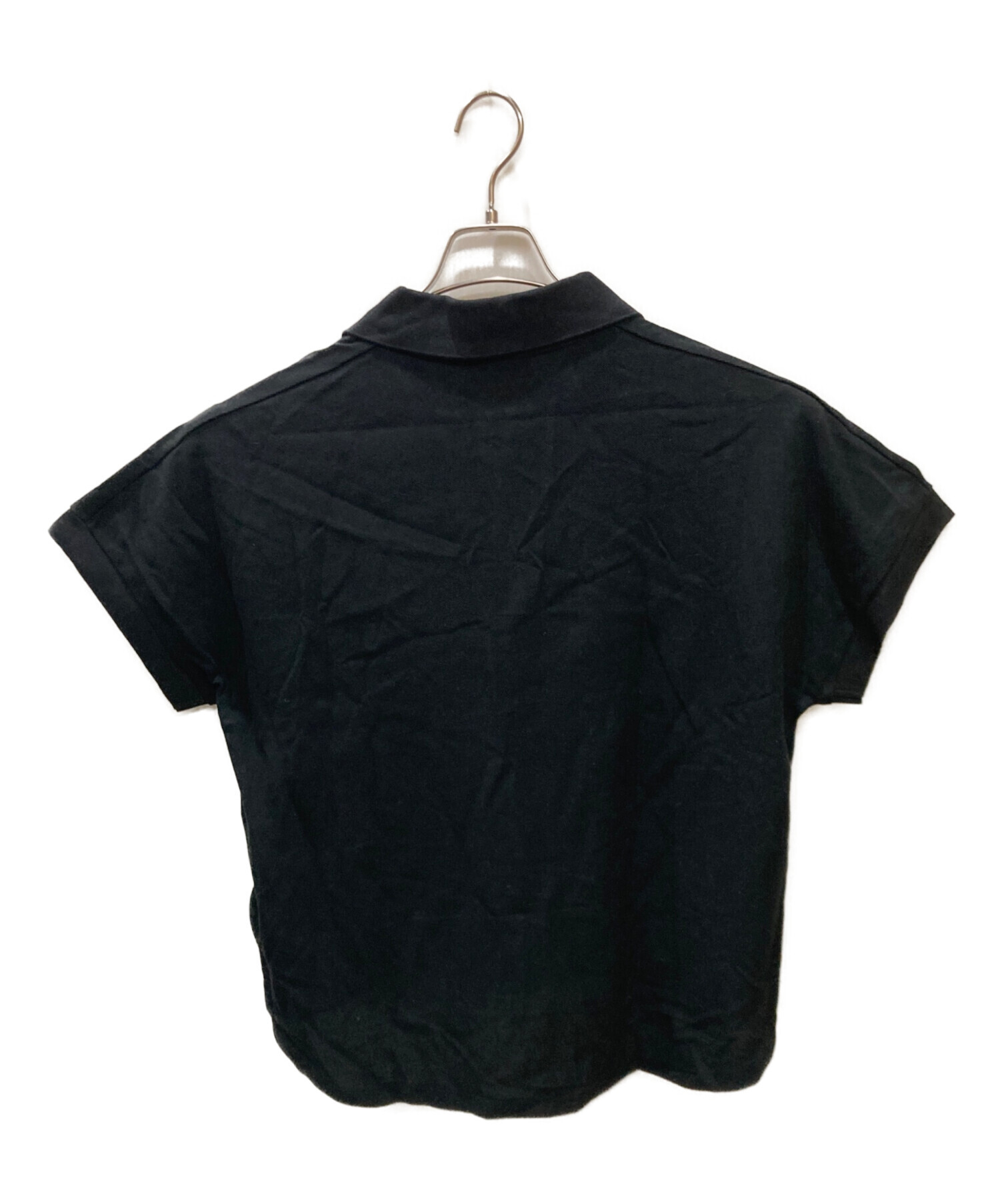 【美品⭐︎即購入OK】ラコステ スキッパーネック裾リブポロシャツ ブラック 38 中古・古着通販】LACOSTE (ラコステ) スキッパーネック裾リブ