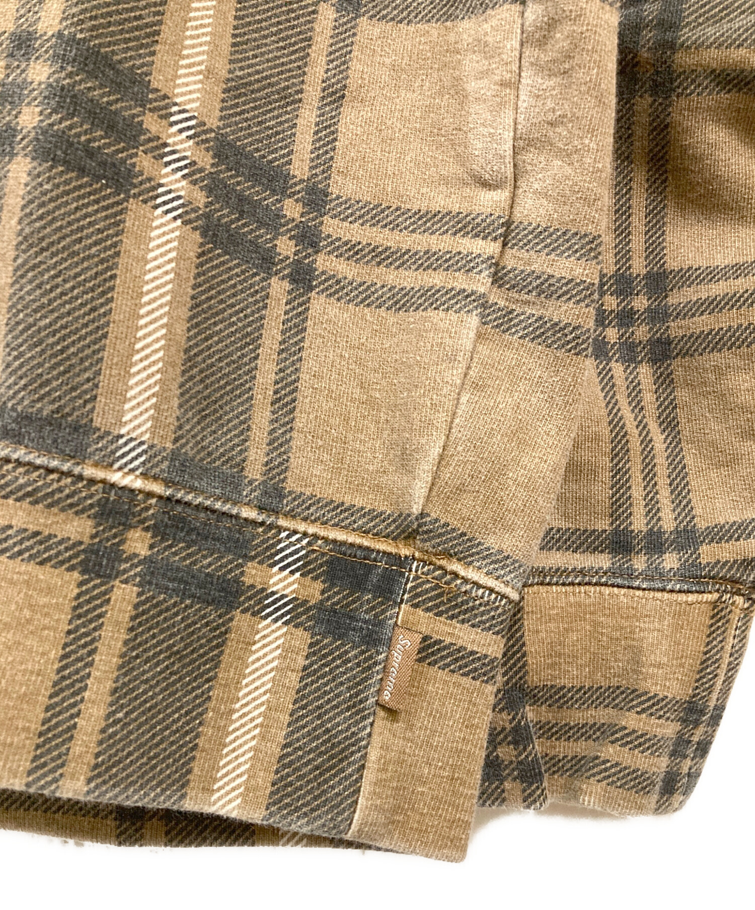 21ss Supreme シュプリーム Plaid Crewneck Brown Supreme Plaid