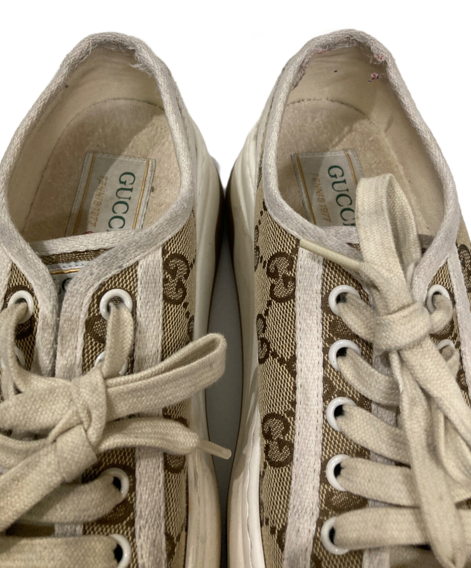 値引✨GUCCI】グッチ ベージュ＆エボニーオリジナルGGキャンバスハイヒール 値引✨GUCCI】グッチ ベージュ＆エボニーオリジナルGGキャンバス