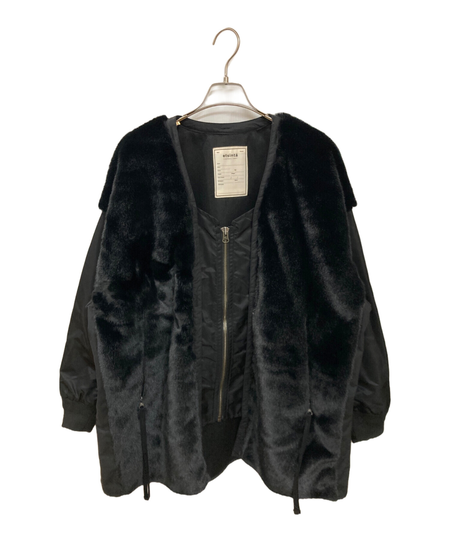 中古・古着通販】etsinta (エシンタ) ファー切替ジャケット ブラック