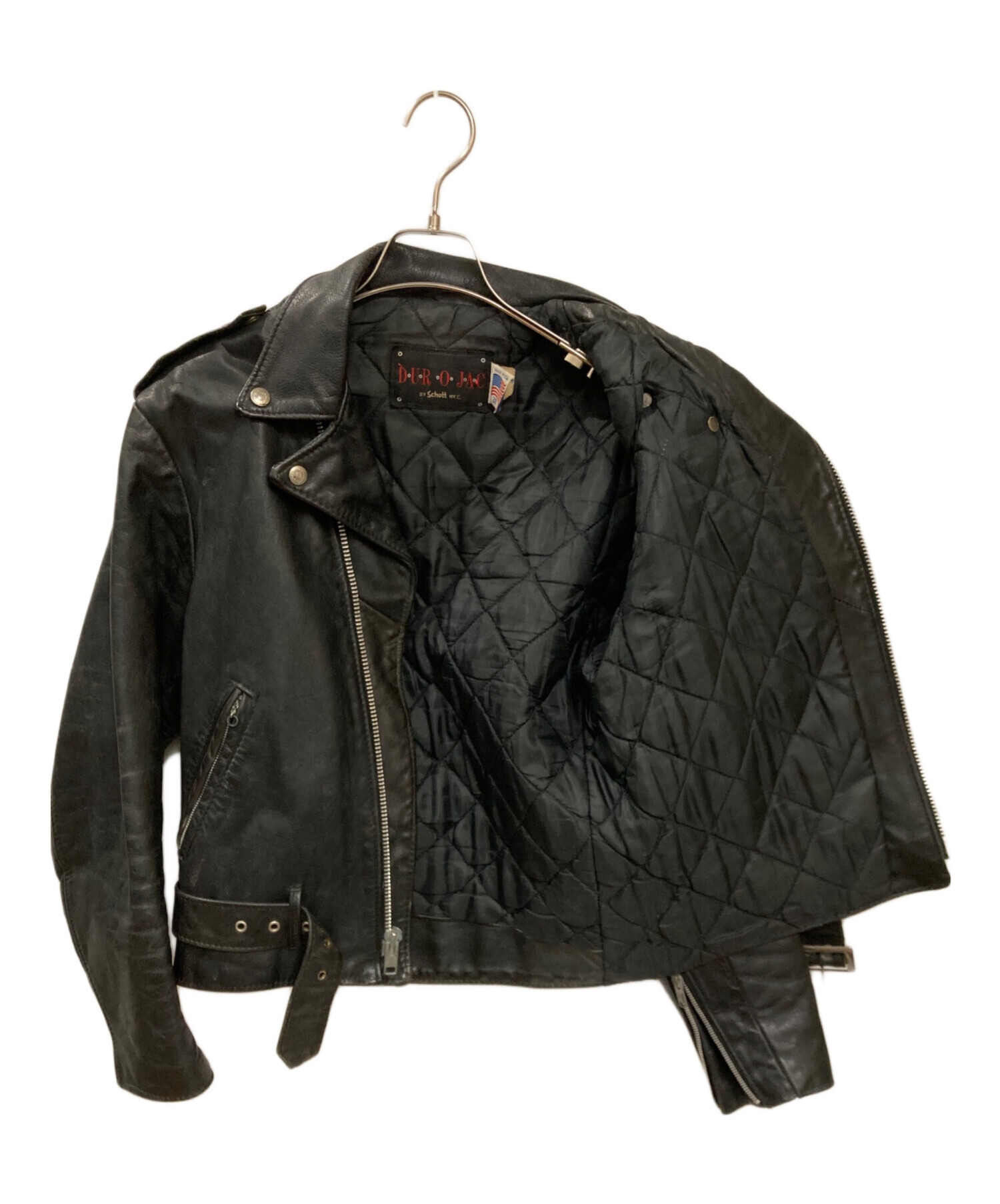 schott ブラック ダブルライダースジャケット 中古・古着通販】DUROJAC by SCHOTT (ショット) ダブルライダース
