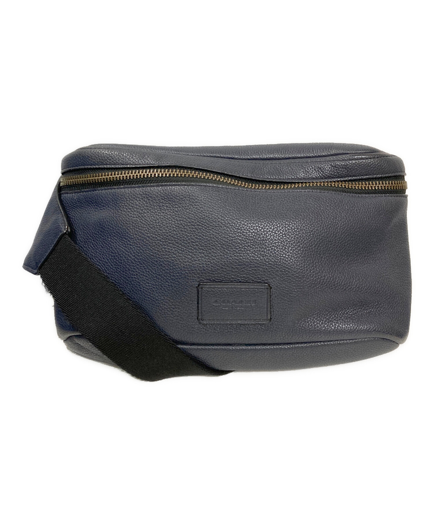 中古・古着通販】COACH (コーチ) レザーウエストポーチ ネイビー 