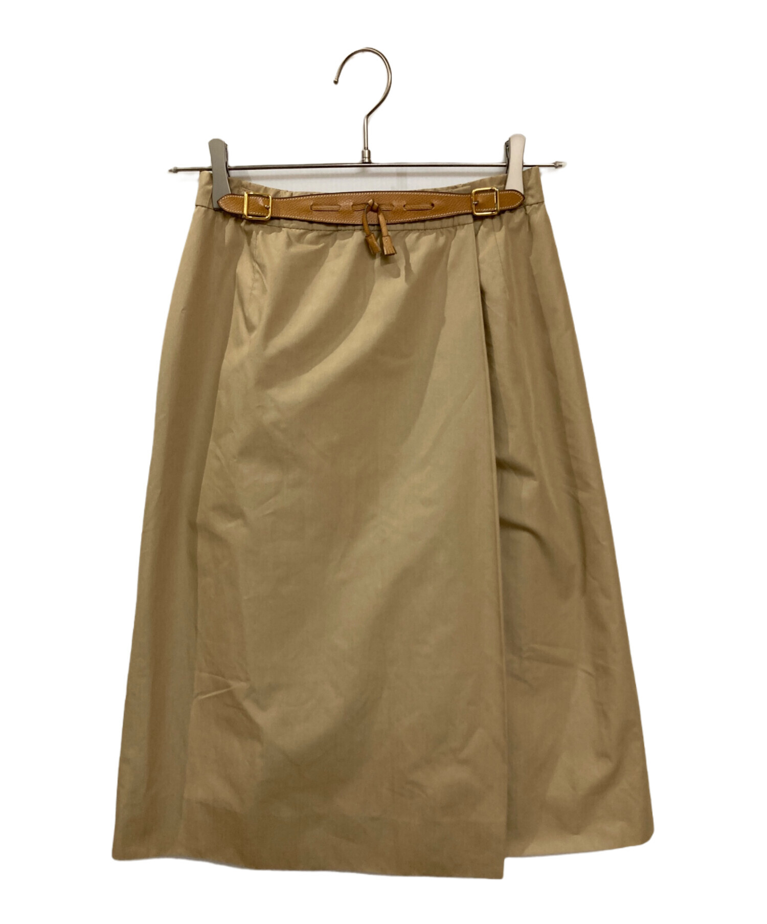 【専用】HERMES ヴィンテージ エルメスベージュ タイトスカート 中古・古着通販】HERMES (エルメス) ヴィンテージベルト装飾ラップ