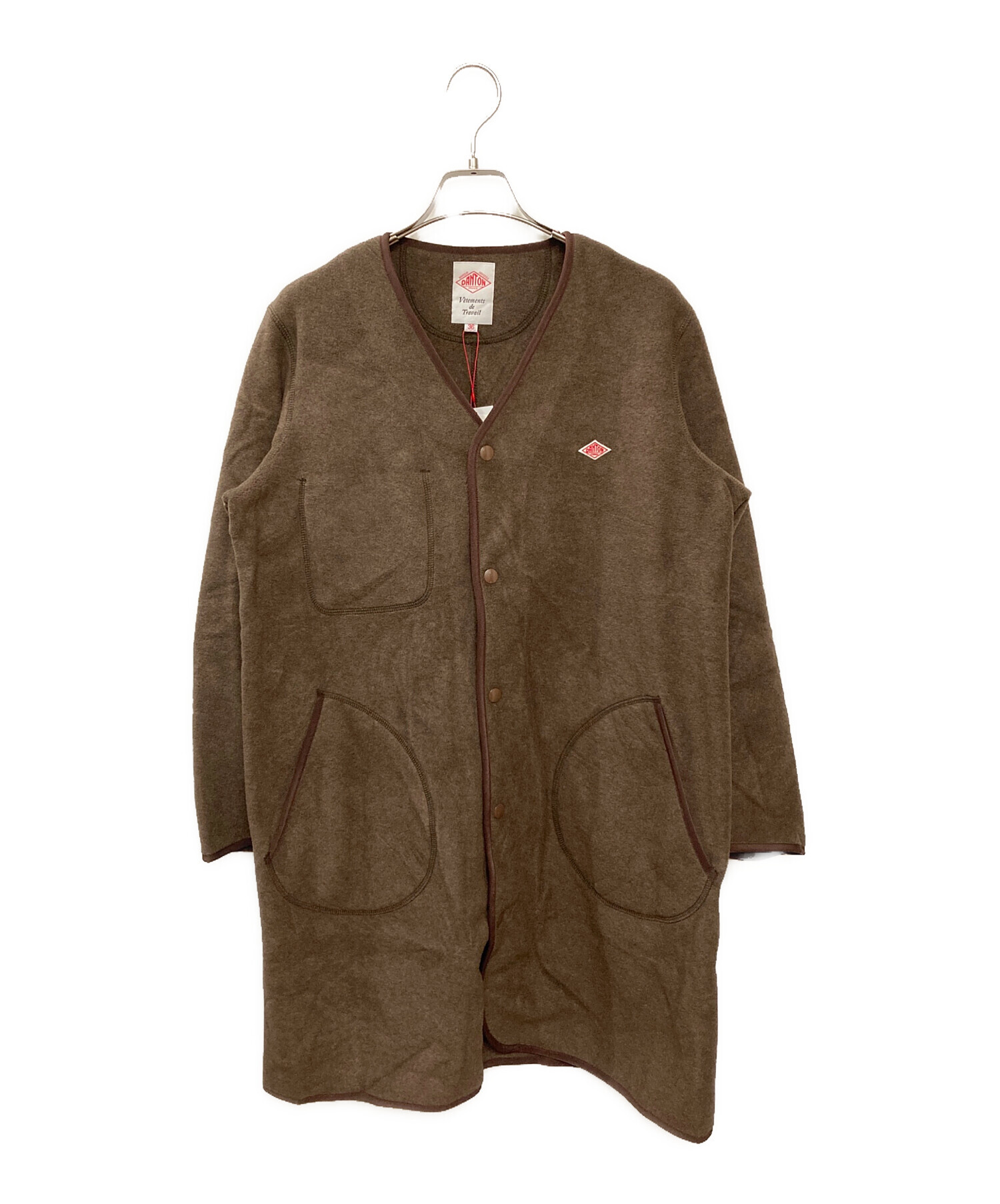 ダントン　ブラウン フリース ロングコート 中古・古着通販】DANTON (ダントン) フリースカラーレスコート