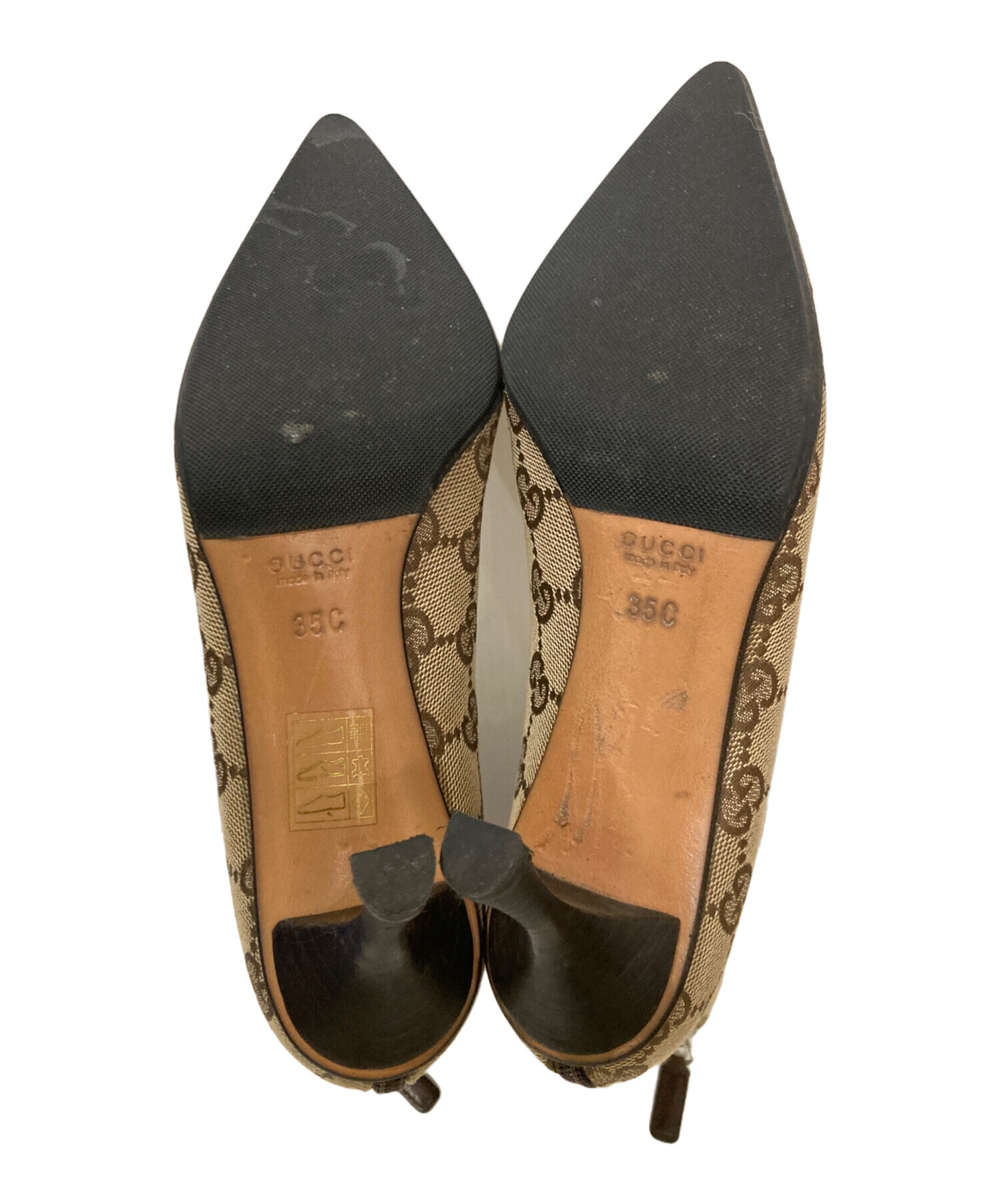 中古・古着通販】GUCCI (グッチ) GGキャンバスヒールブーツ ベージュ