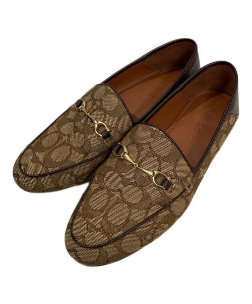 ポ*吉様 COACH ローファー ベージュ/ブラウン（箱付き） 中古・古着