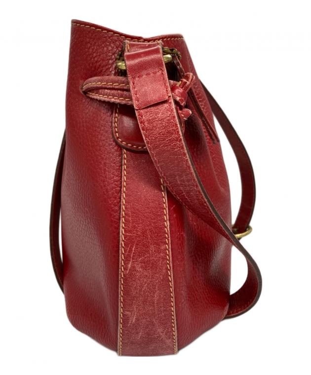 中古・古着通販】COACH (コーチ) レザー巾着ショルダーバッグ レッド