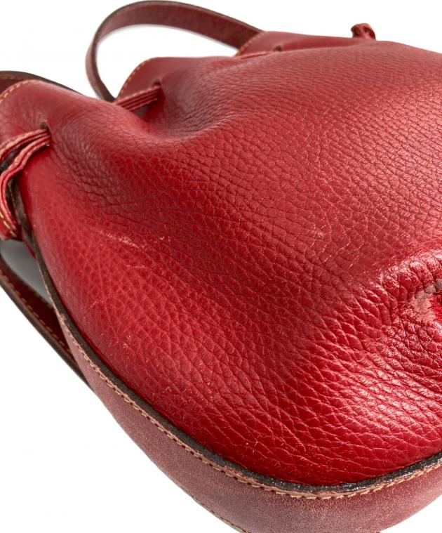 中古・古着通販】COACH (コーチ) レザー巾着ショルダーバッグ レッド