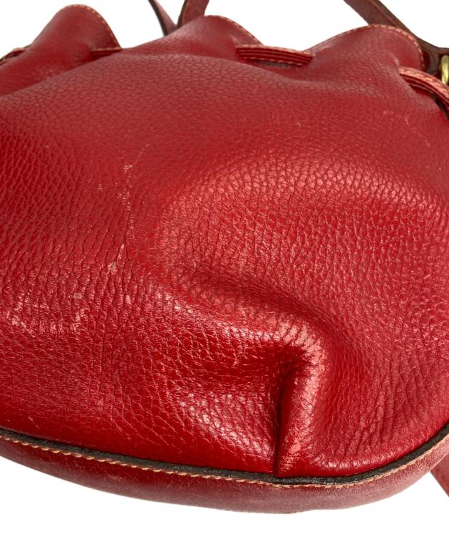中古・古着通販】COACH (コーチ) レザー巾着ショルダーバッグ レッド