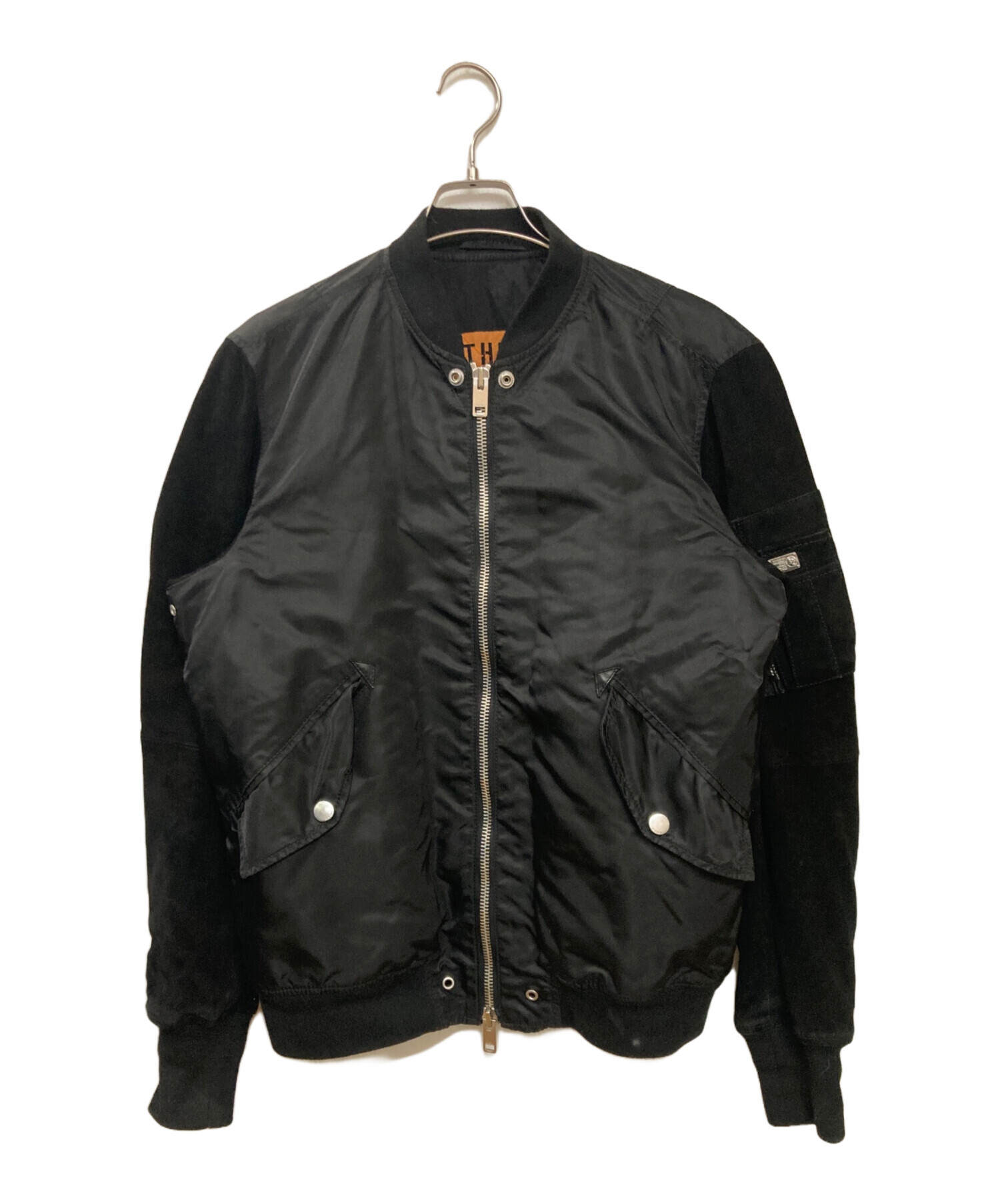 中古・古着通販】DIESEL (ディーゼル) 袖切替MA-1ジャケット ブラック