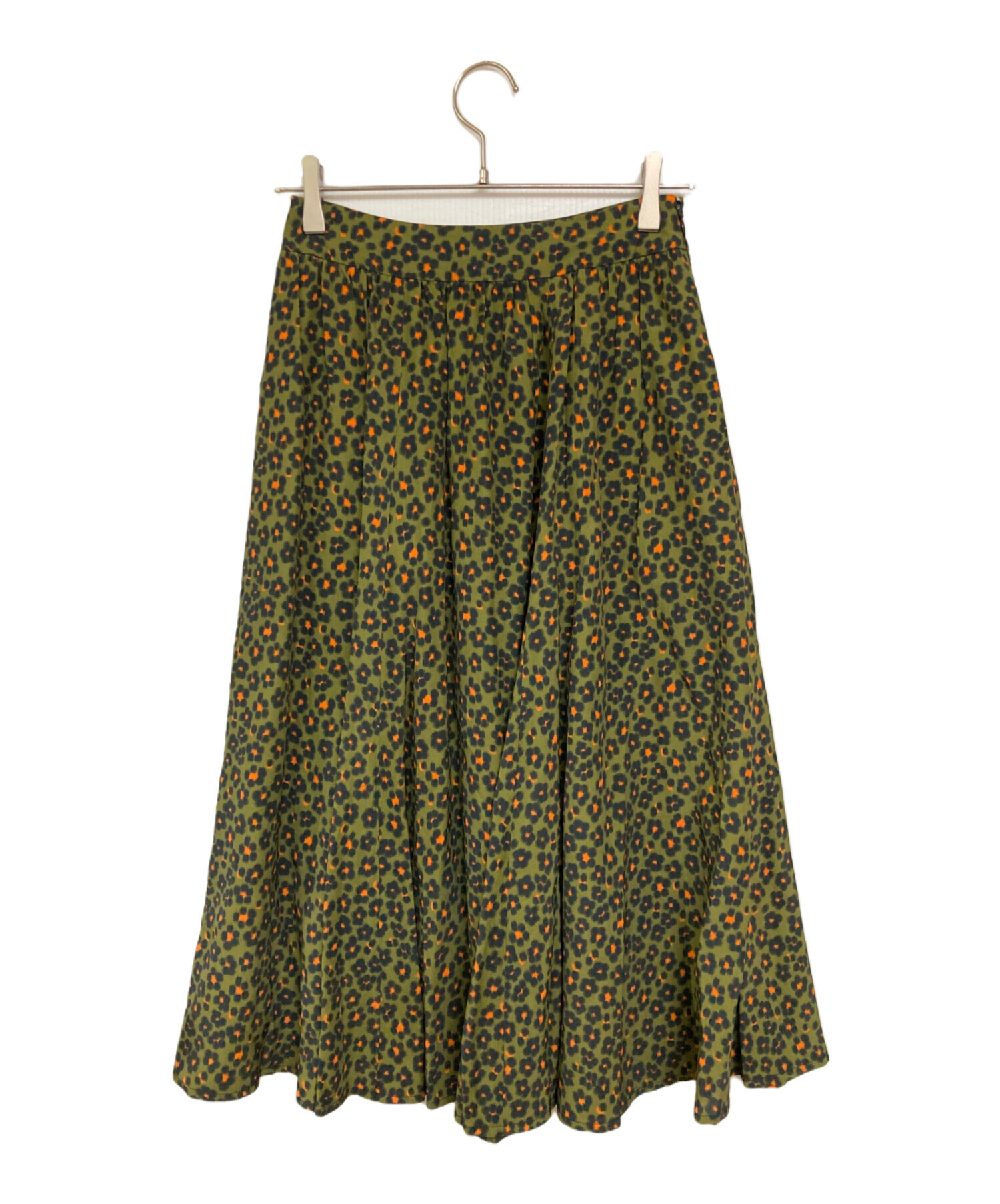 中古・古着通販】KENZO (ケンゾー) レオパード柄スカート カーキ