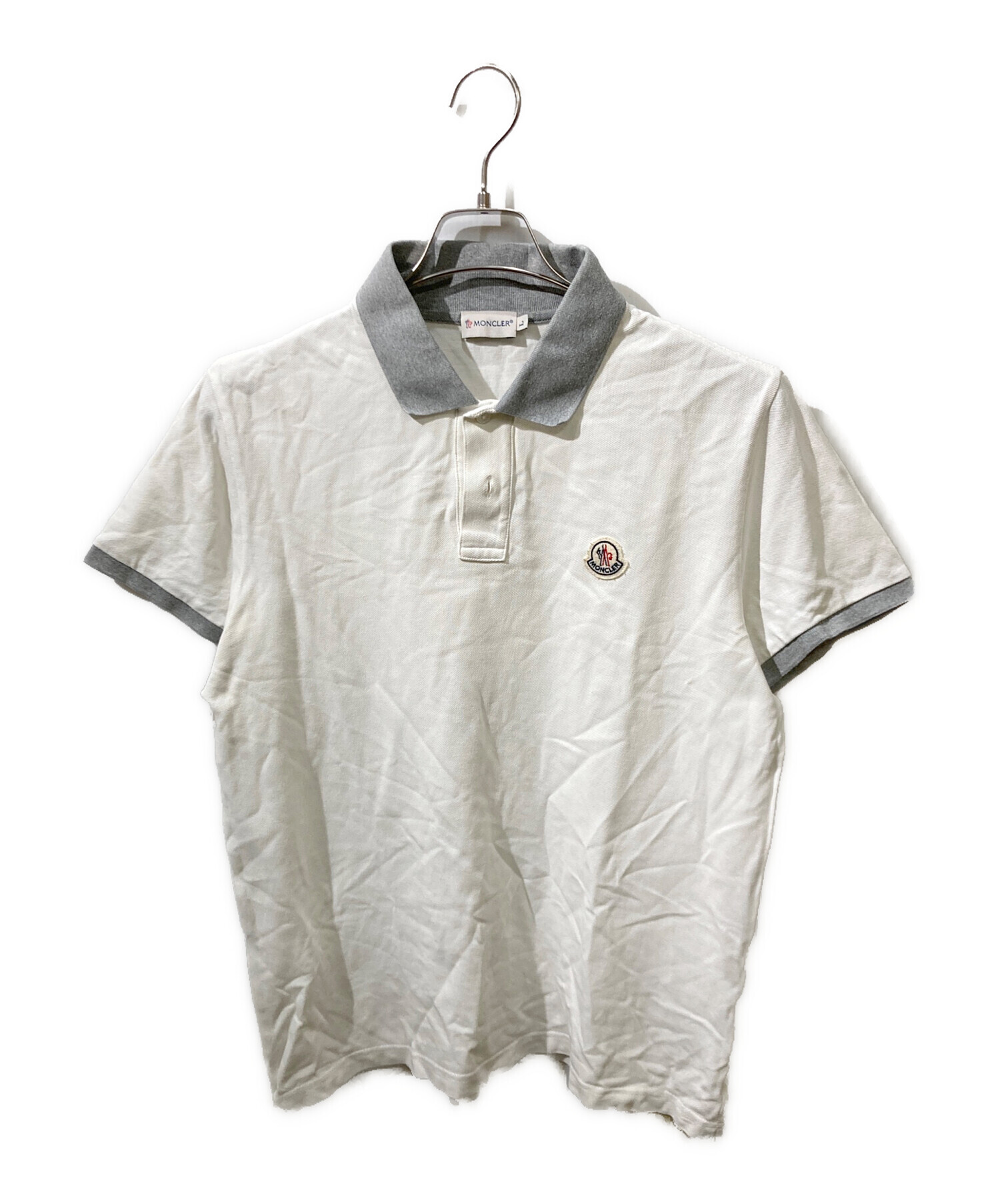MONCLER ホワイト ポロシャツ　Ｌサイズ 中古・古着通販】MONCLER (モンクレール) ポロシャツ ホワイト サイズ