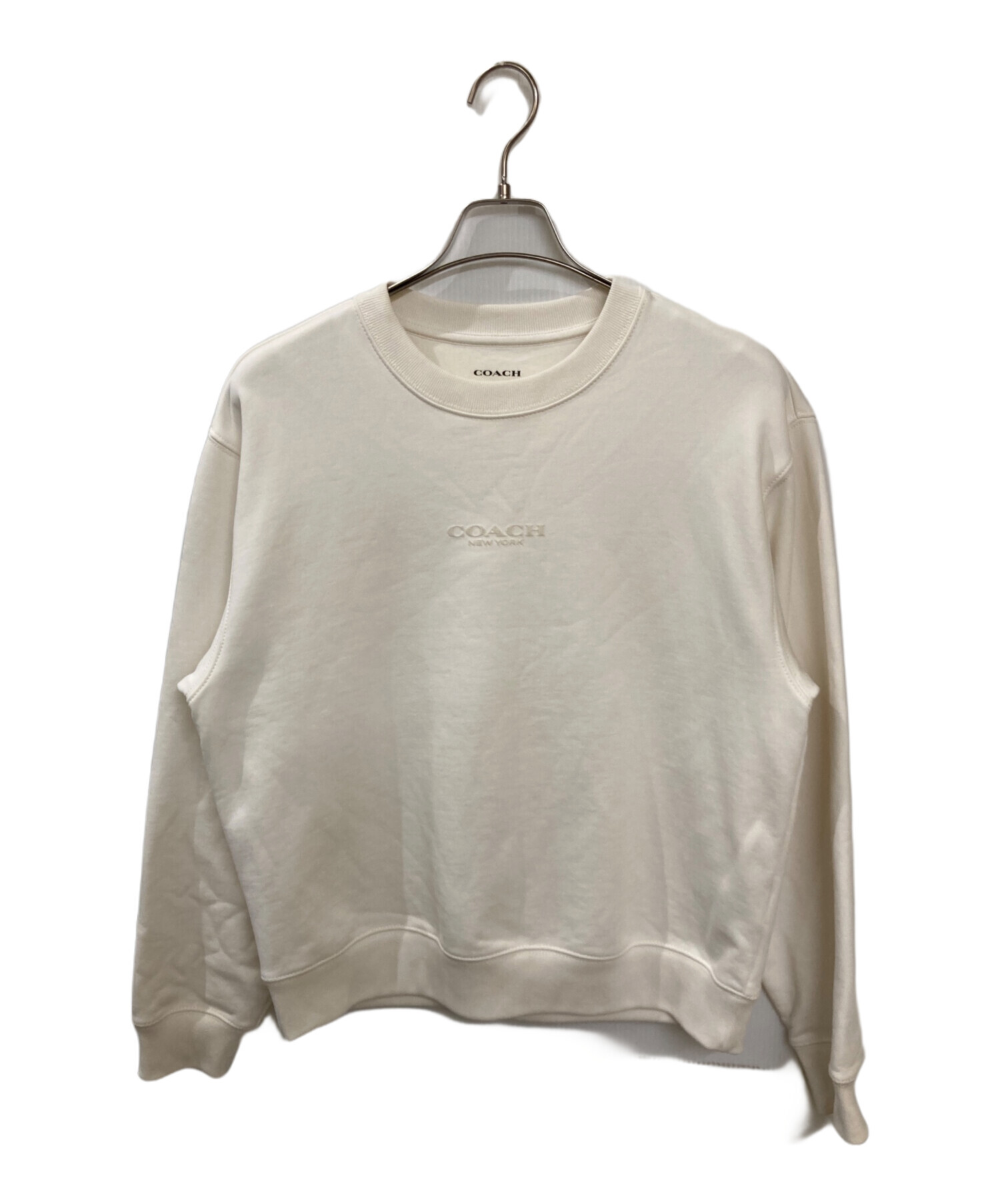 中古・古着通販】COACH (コーチ) ロゴクルーネックスウェット ホワイト