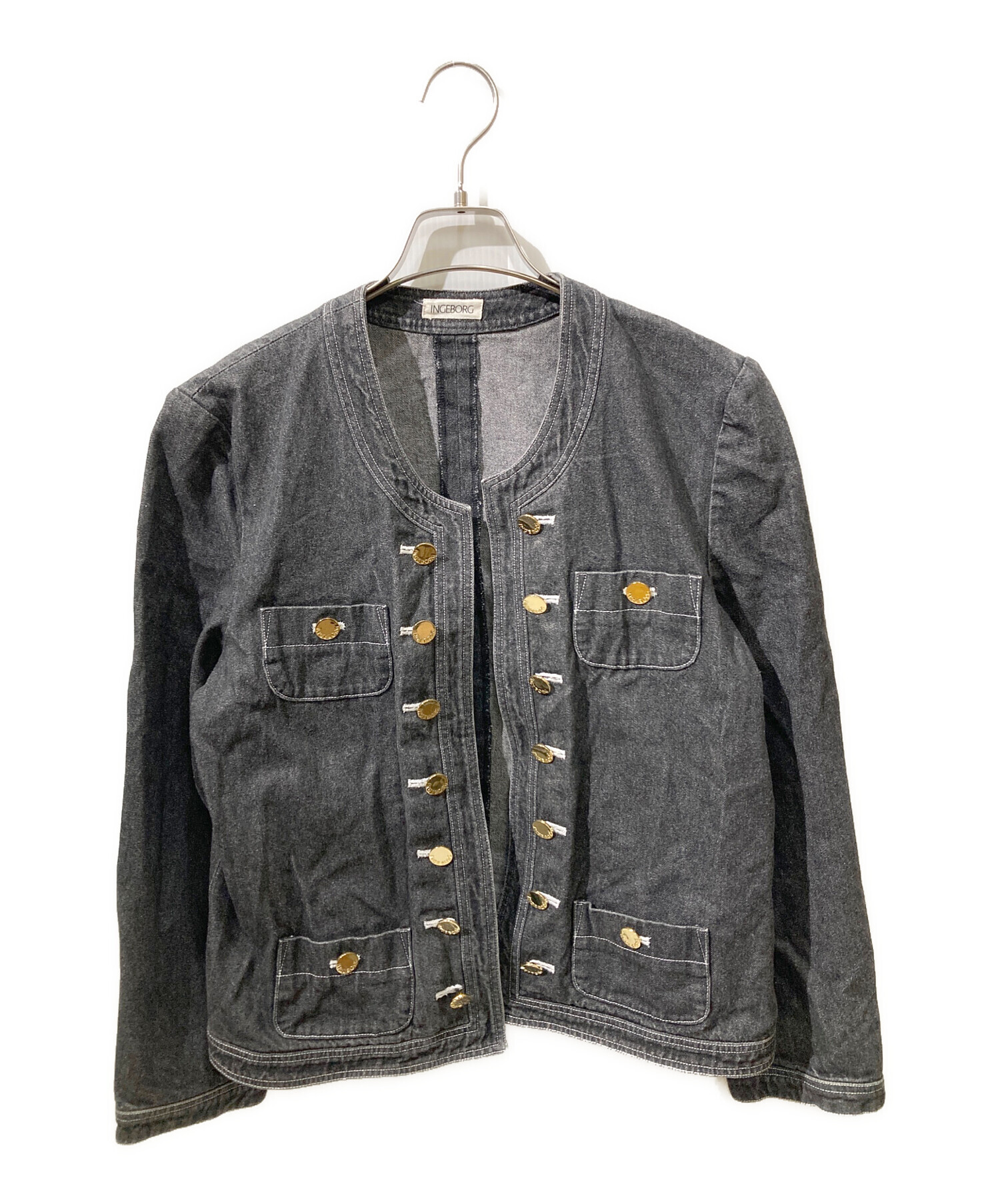 中古・古着通販】INGEBORG (インゲボルグ) ノーカラーデニムジャケット