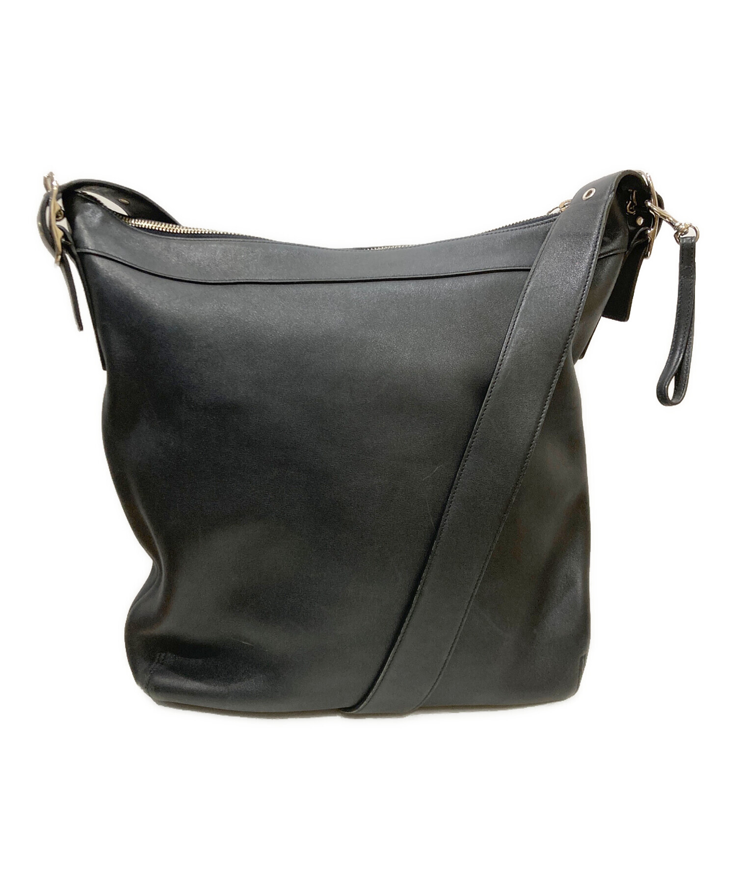 old coach ショルダーバック　レザー 中古・古着通販】COACH (コーチ) レザーショルダーバッグ ブラック