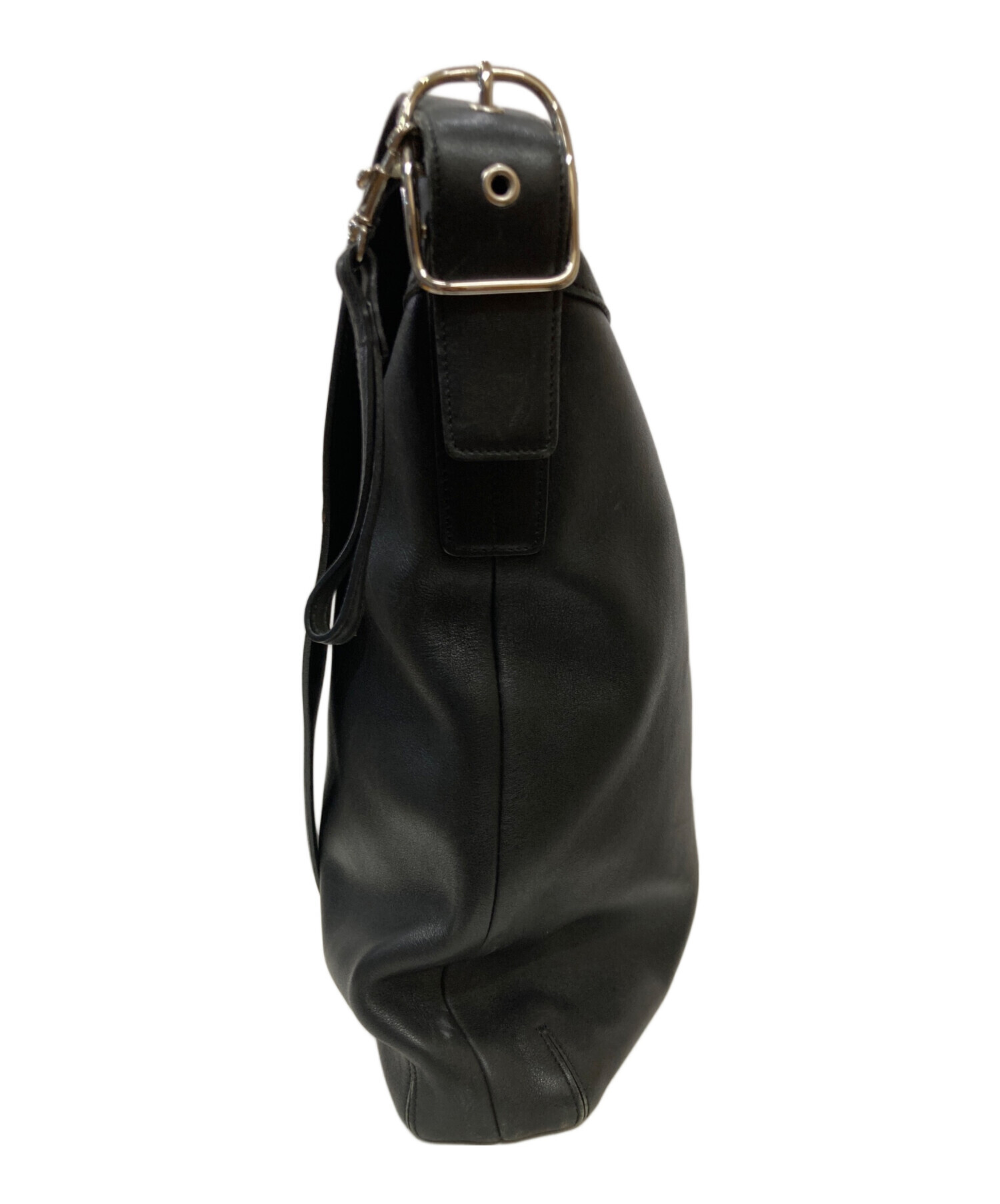 中古・古着通販】COACH (コーチ) レザーショルダーバッグ ブラック