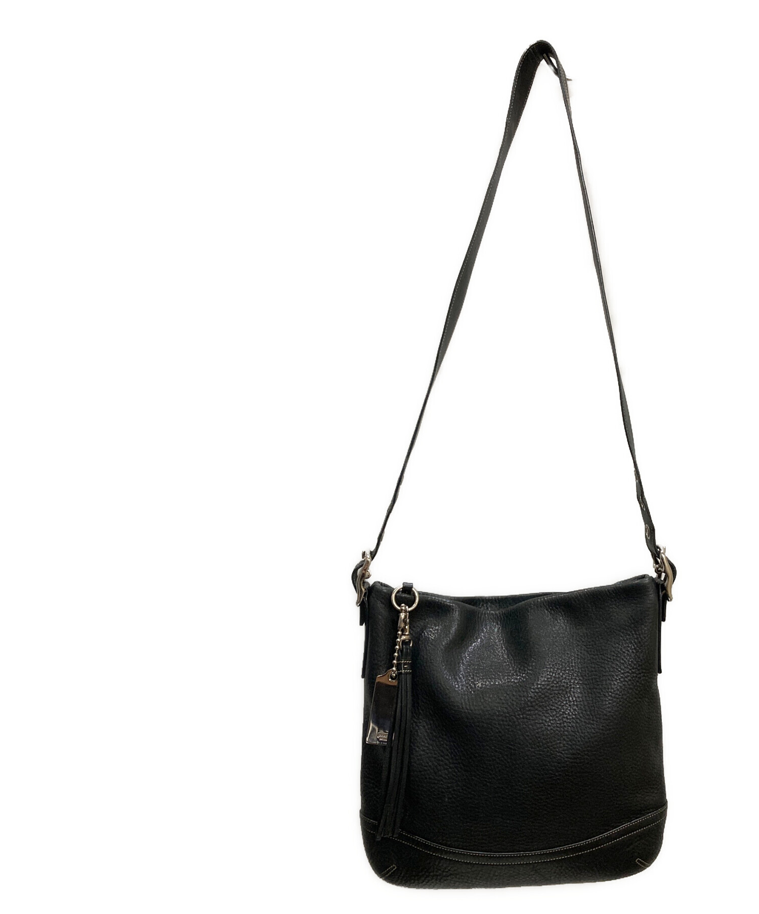 中古・古着通販】COACH (コーチ) レザーショルダーバッグ ブラック