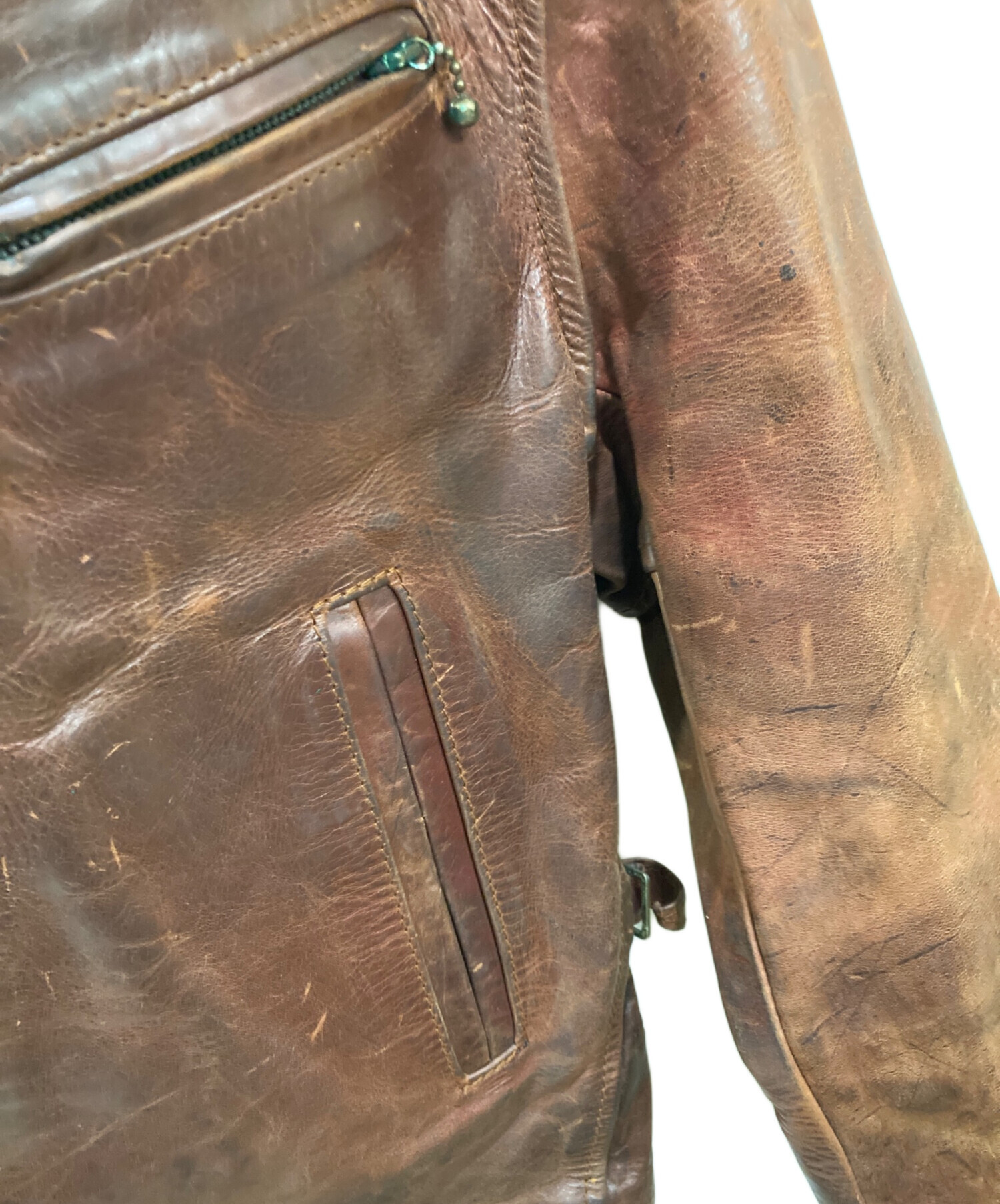 中古・古着通販】Aero LEATHER (エアロレザー) ハーフベルト 襟ボア