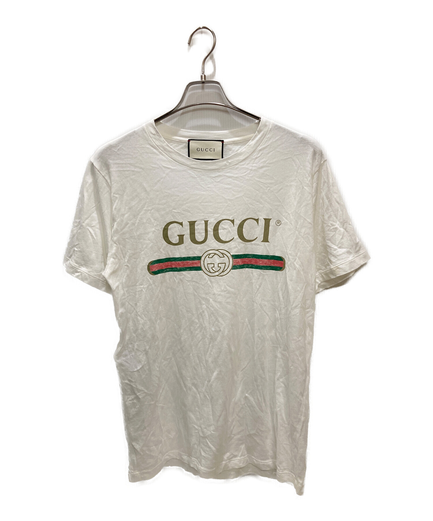 GUCCI ホワイト Tシャツ 新品タグ付き 中古・古着通販】GUCCI (グッチ) ロゴ オーバーサイズ コットン T