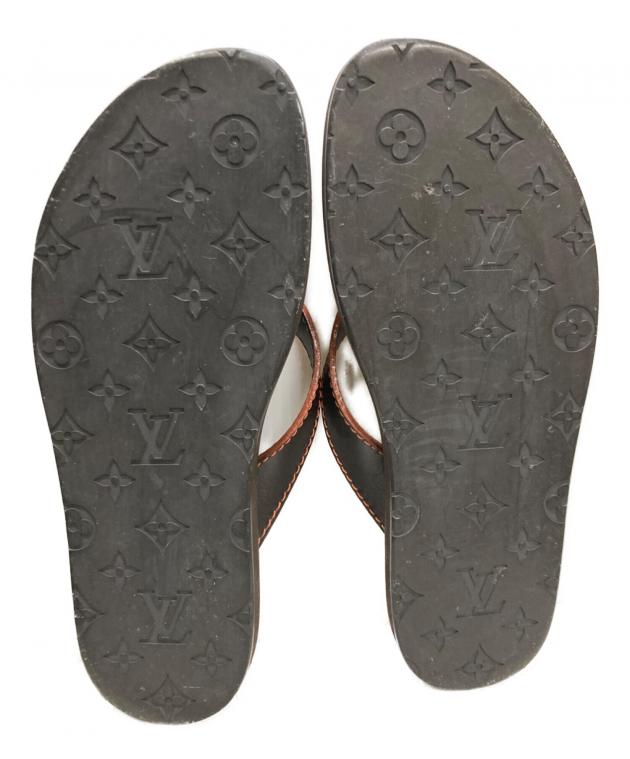 ルイヴィトン トングサンダル レザー ブラウン 6 中古・古着通販】LOUIS VUITTON (ルイ ヴィトン) トングサンダル