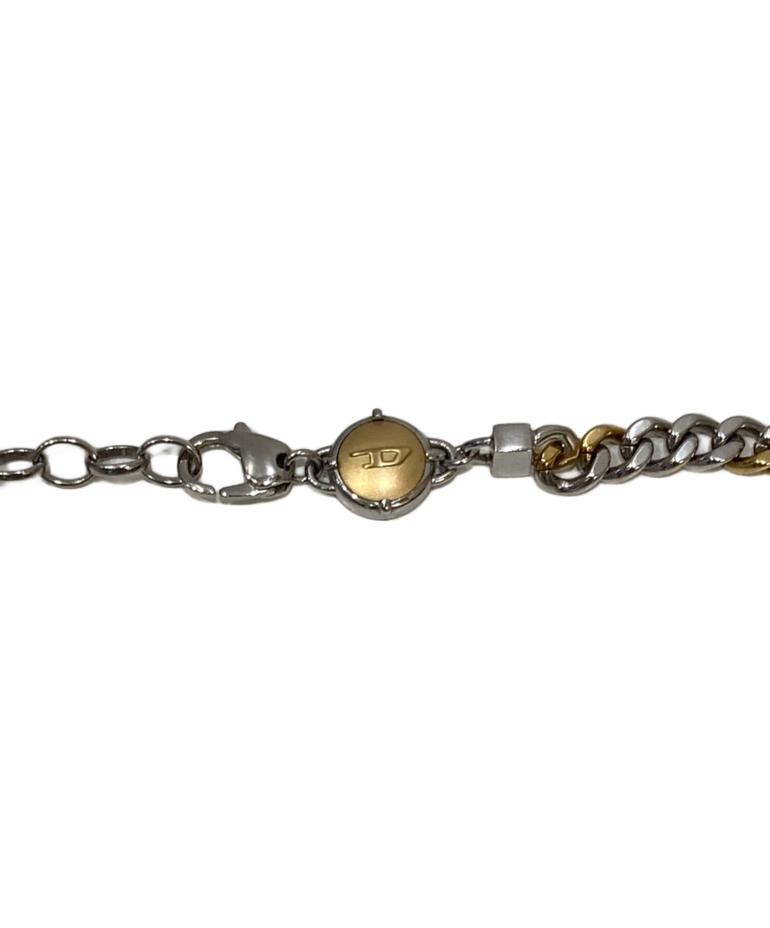 archive DIESEL ロゴ チャーム チェーンネックレス レア 中古・古着通販】DIESEL (ディーゼル) ロゴモチーフツートーンチェーン