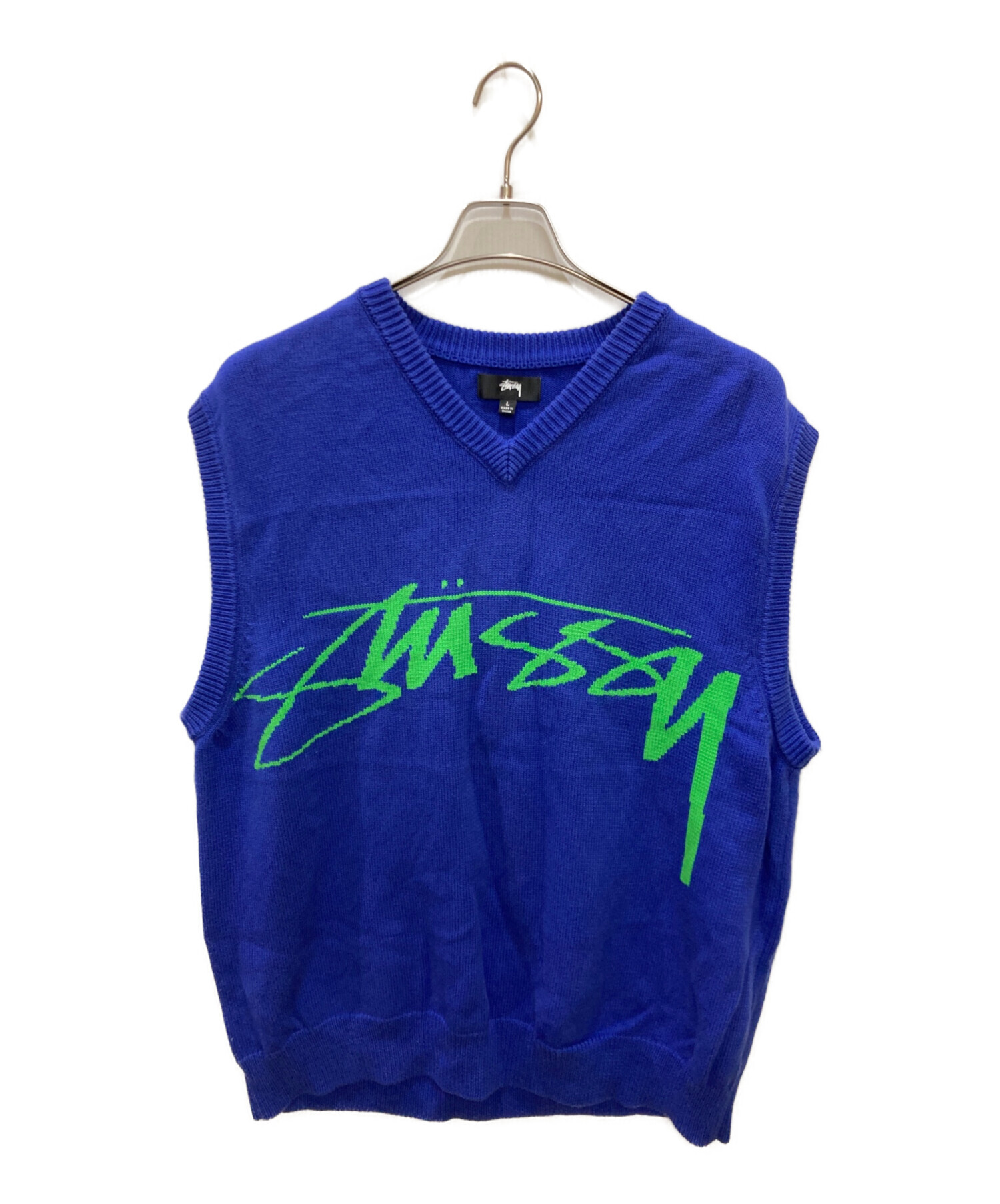 中古・古着通販】stussy (ステューシー) ニットベスト ブルー サイズ:L