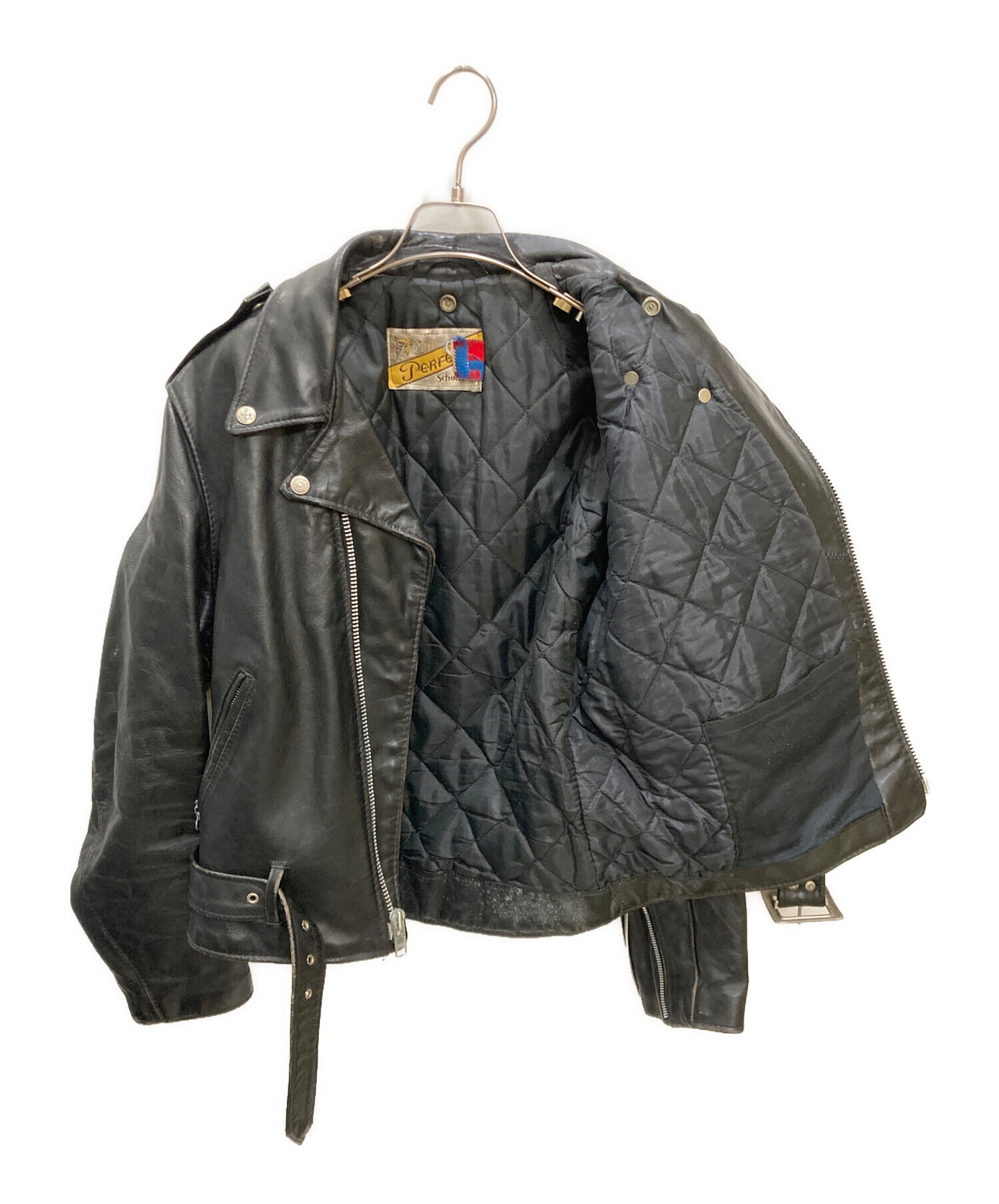 Schott ライダースジャケット 38 中古・古着通販】Schott (ショット) レザーダブルライダースジャケット