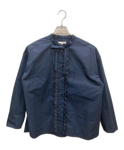 中古・古着通販】YORI (ヨリ) スカラップリボンブラウス ネイビー