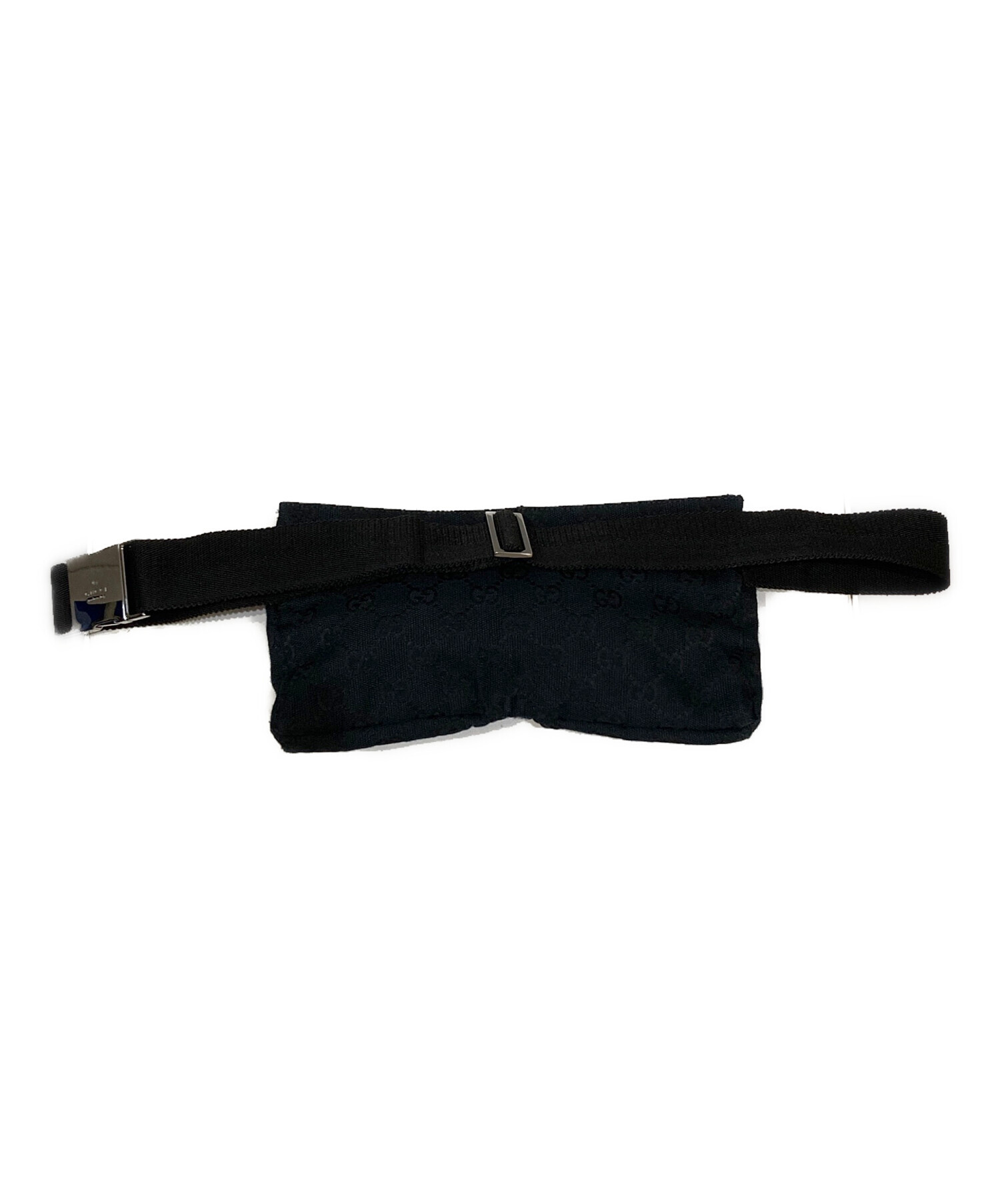 GUCCI ブラック キャンバス レザー ウエストバッグ 中古・古着通販】GUCCI (グッチ) GGキャンバスウエストバッグ ブラック