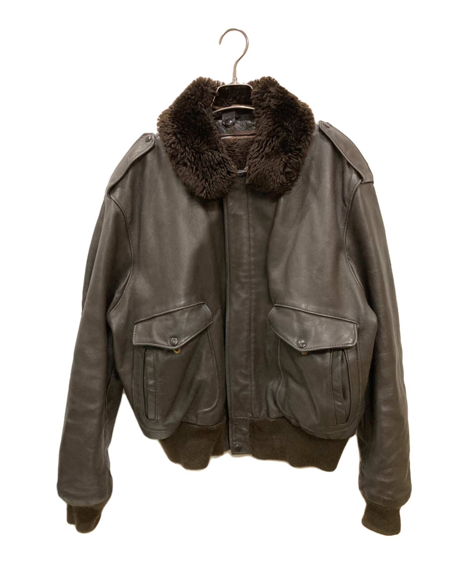 【】フライトジャケット ショット ヴィンテージ ブラウン G-1 ボア 中古・古着通販】Schott (ショット) G-1フライトジャケット ブラウン