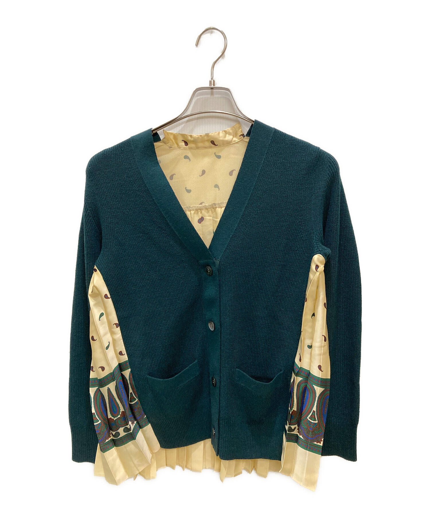 新品未使用 24SS Sacai カーディガン 中古・古着通販】sacai (サカイ) ペイズリー柄プリーツ切替