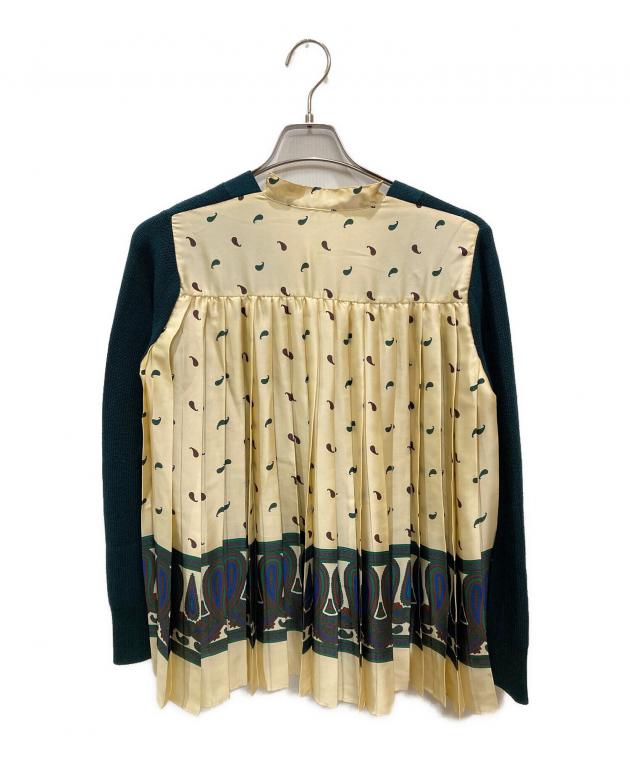 SACAI プリーツ カーディガン 中古・古着通販】sacai (サカイ) ペイズリー柄プリーツ切替