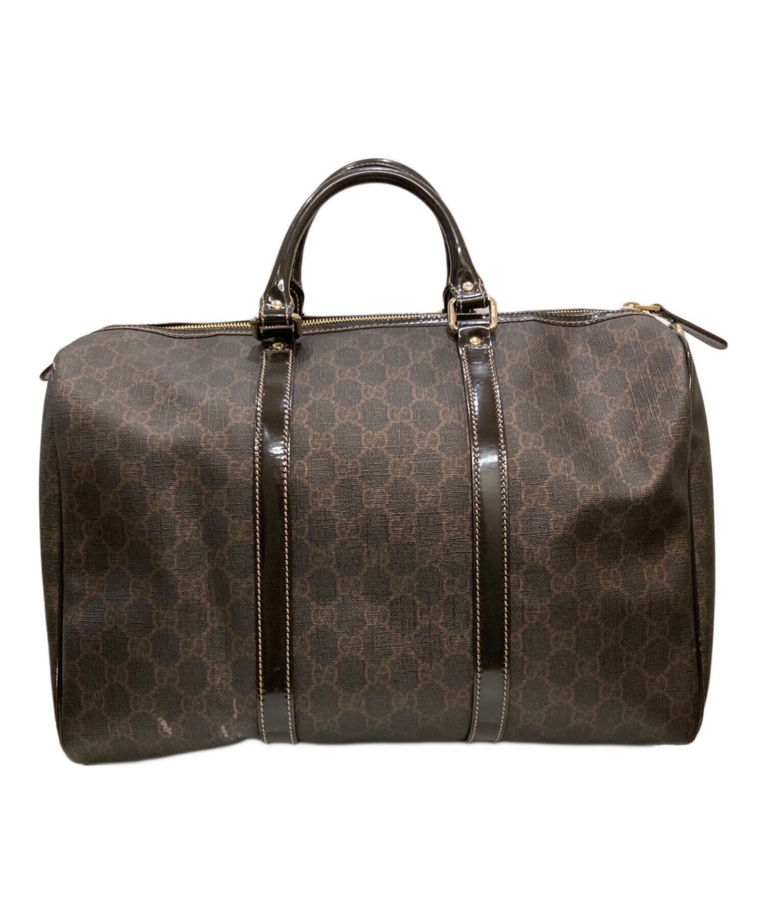 GUCCI　レザーボストンバッグ　ブラウン 中古・古着通販】GUCCI (グッチ) GGボストンバッグ ブラウン｜ブランド