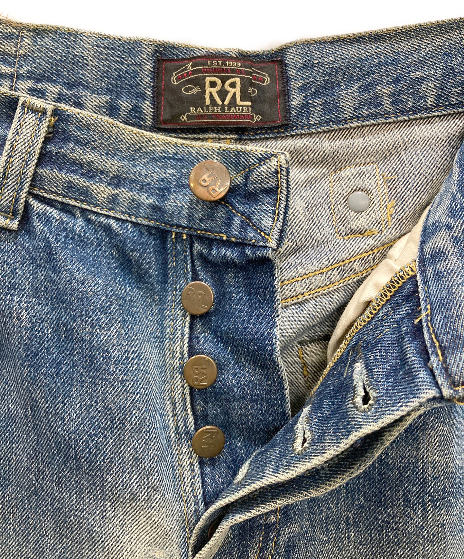 RRL ラルフローレン デニム トラウザー シンチバック 中古・古着通販】RRL (ダブルアールエル) シンチバックデニムパンツ