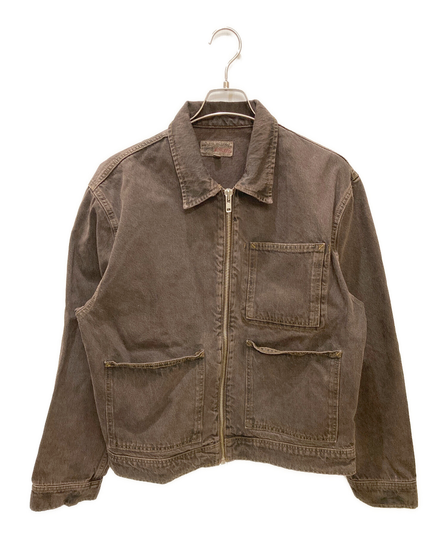 Stussy 24SS Workgear ブラウン デニムジャケット 中古・古着通販】stussy (ステューシー) 製品染ジップデニムワーク