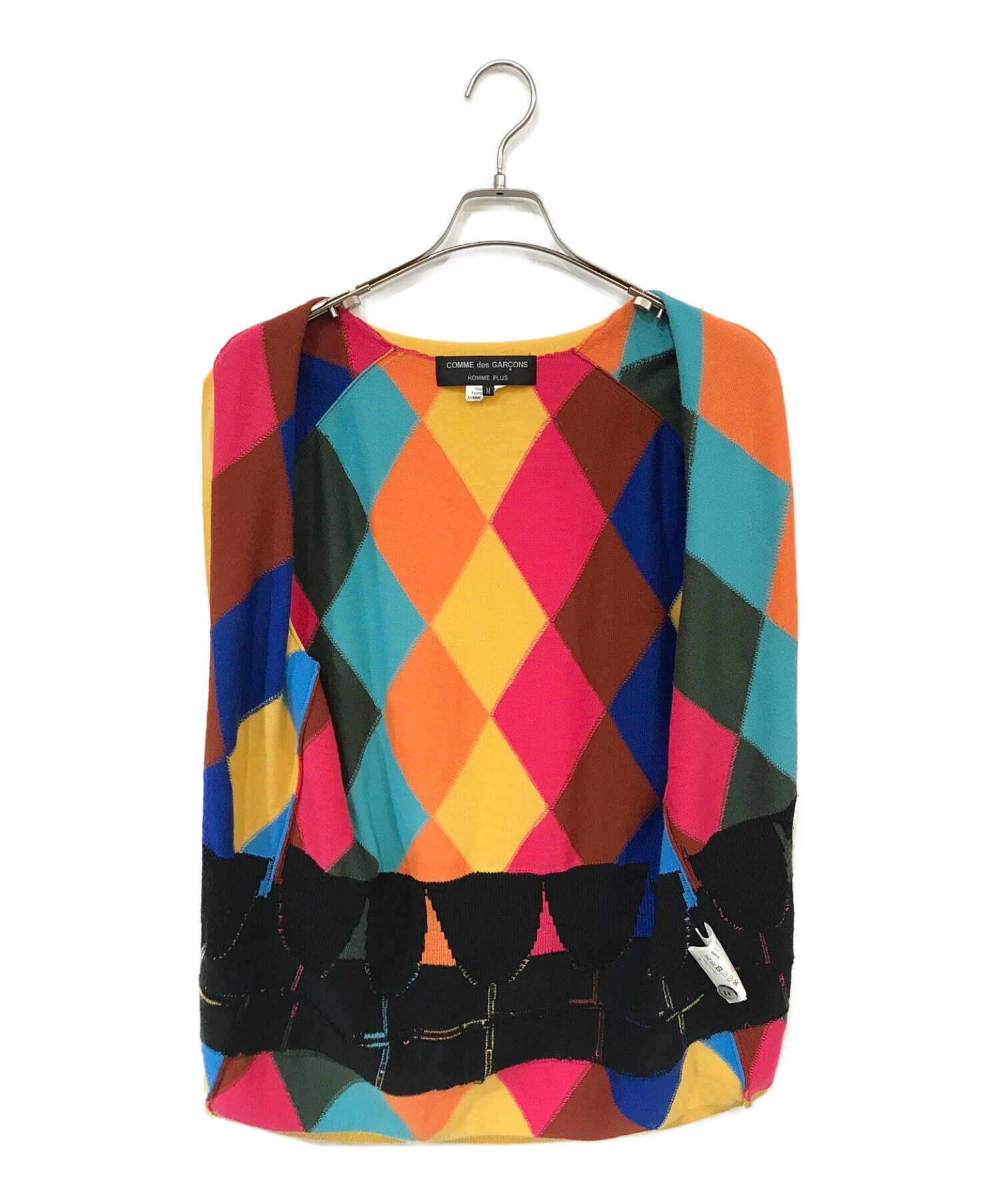 コムデギャルソンオムプリュス 23SS マルチアーガイルニットカーディガン S コムデギャルソンオムプリュス/23SS/マルチアーガイルニット