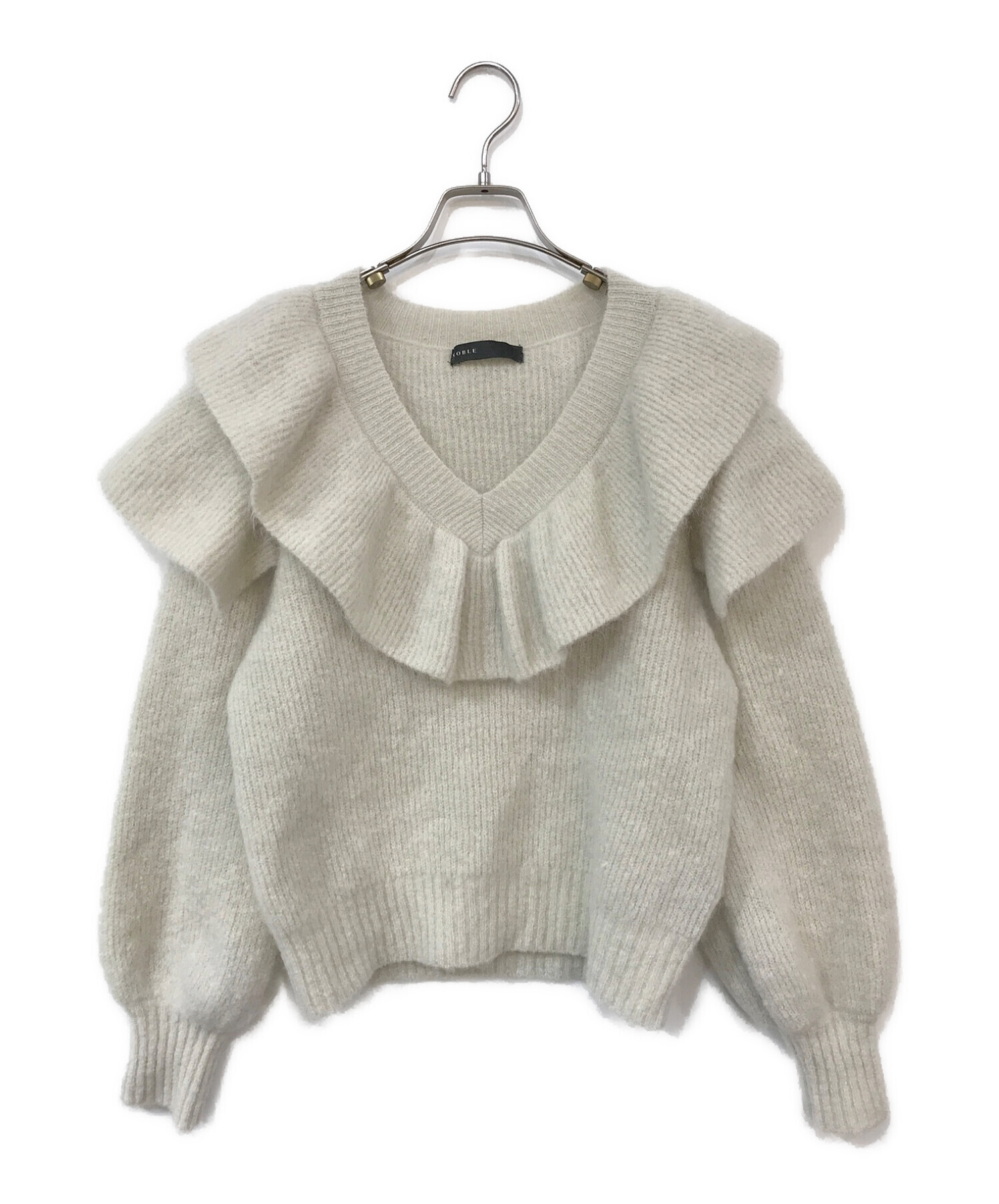 NOBLE ブークレーVネックラッフルニット noble ブークレーVネック