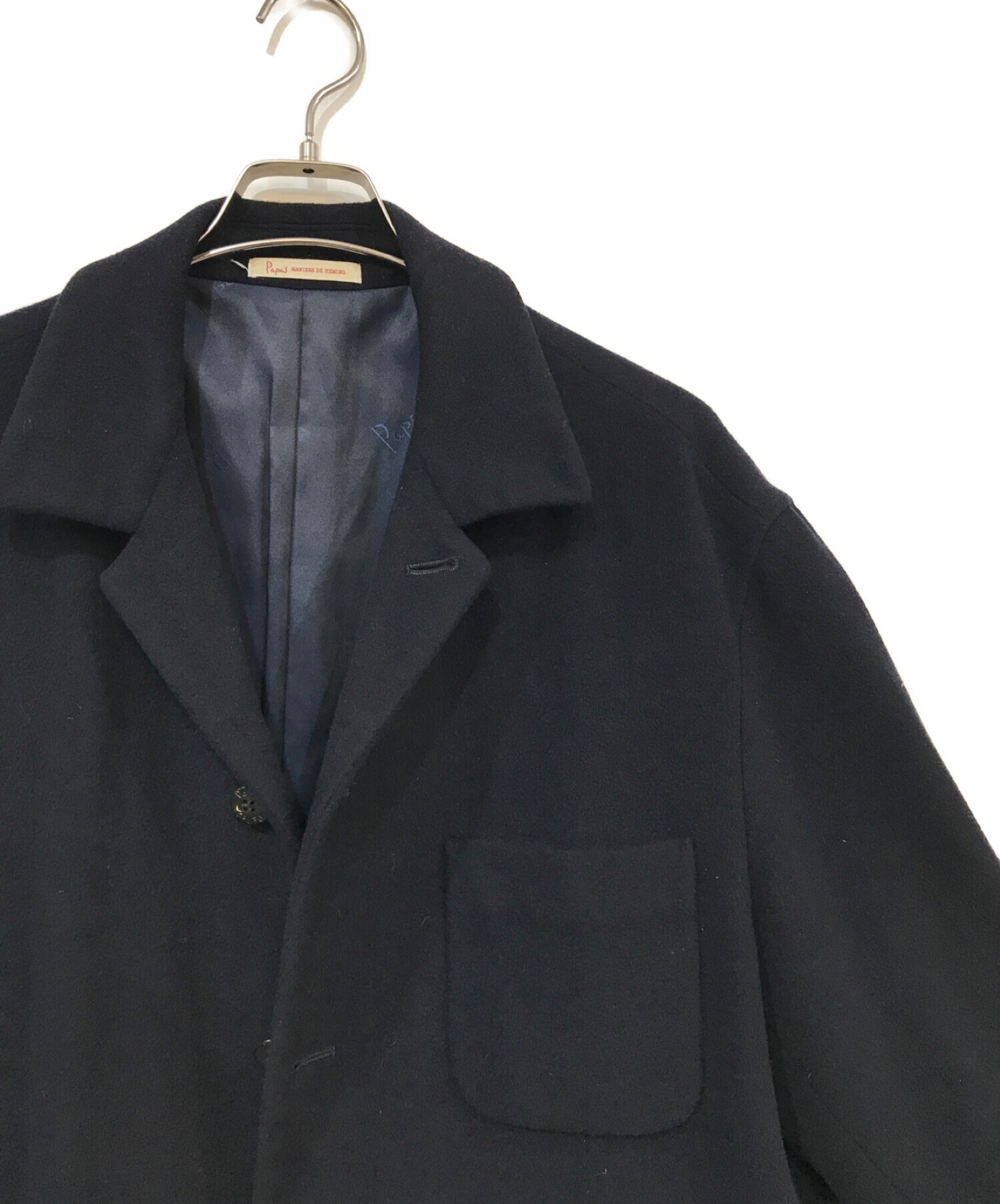 中古・古着通販】PAPAS (パパス) アンゴラ混ジャケット ネイビー 中古・古着通販】PAPAS (パパス) アンゴラ混ジャケット ネイビー