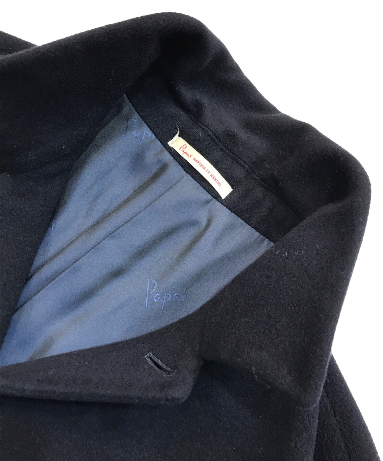 美品　パパス　アンゴラ混　ジャケット　ネイビー　Mサイズ 中古・古着通販】PAPAS (パパス) アンゴラ混ジャケット ネイビー