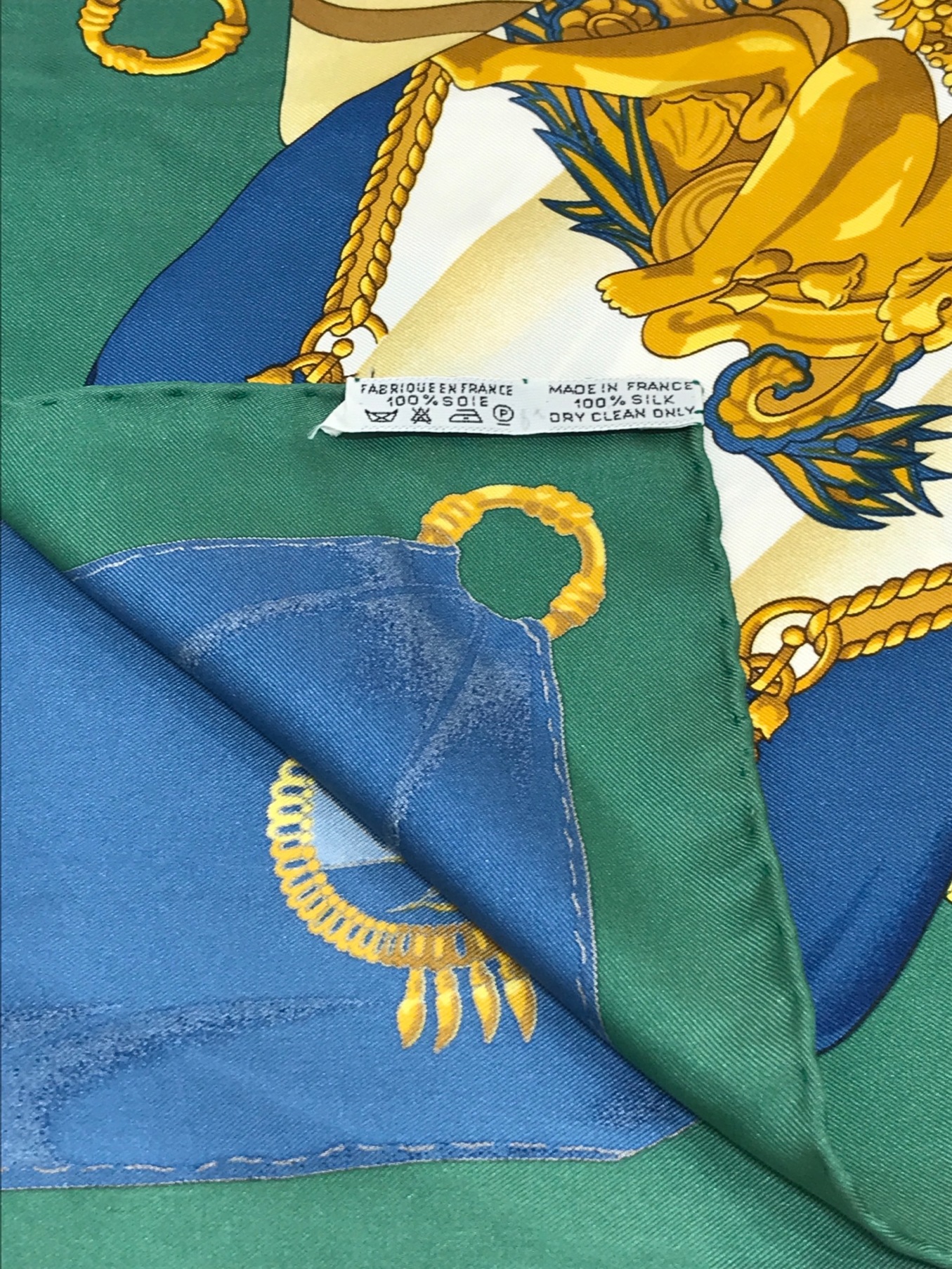中古・古着通販】HERMES (エルメス) カレ90 グリーン×ブルー｜ブランド 