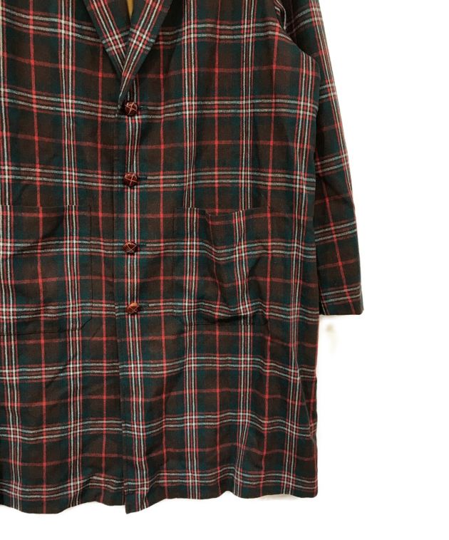 中古・古着通販】GUCCI (グッチ) チェック柄チェスターコート レッド