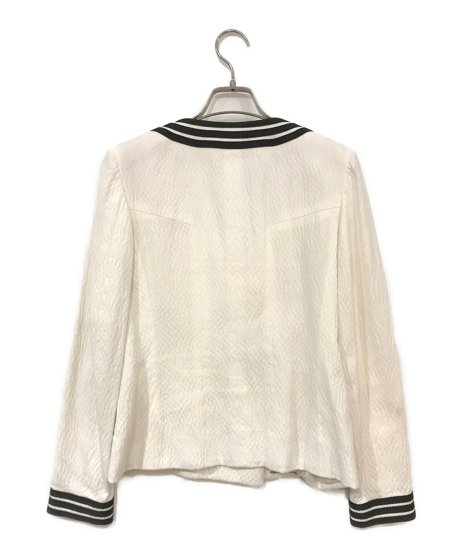 中古・古着通販】CHANEL (シャネル) ノーカラージャケット ホワイト 